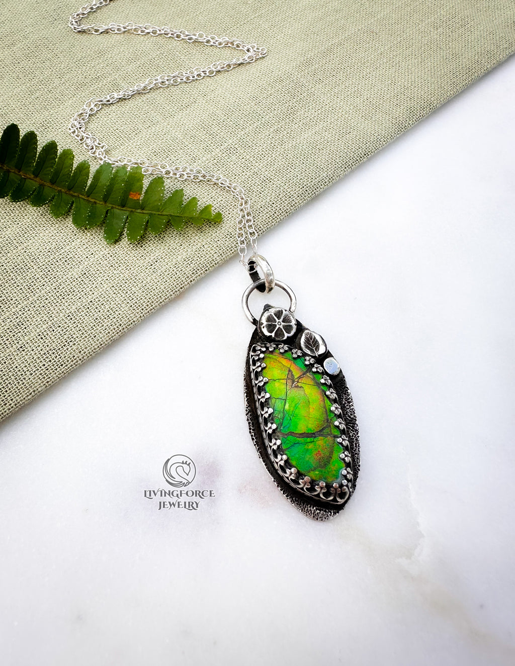 Light Keeper Talisman— Ammolite in Sterling Silver