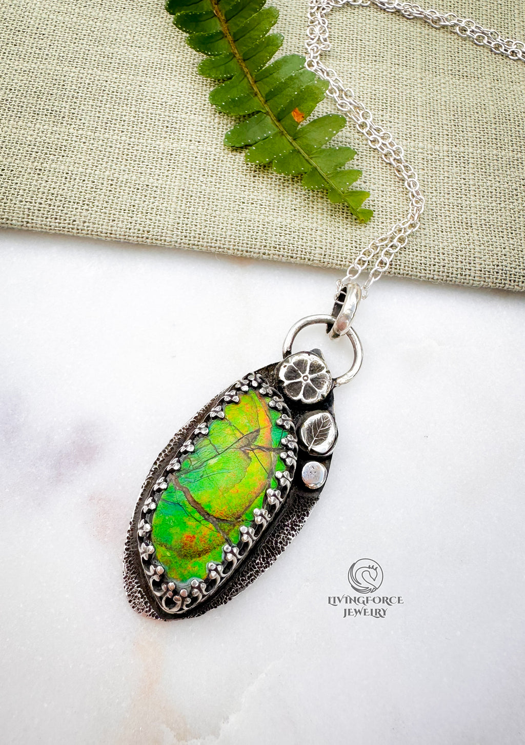 Light Keeper Talisman— Ammolite in Sterling Silver