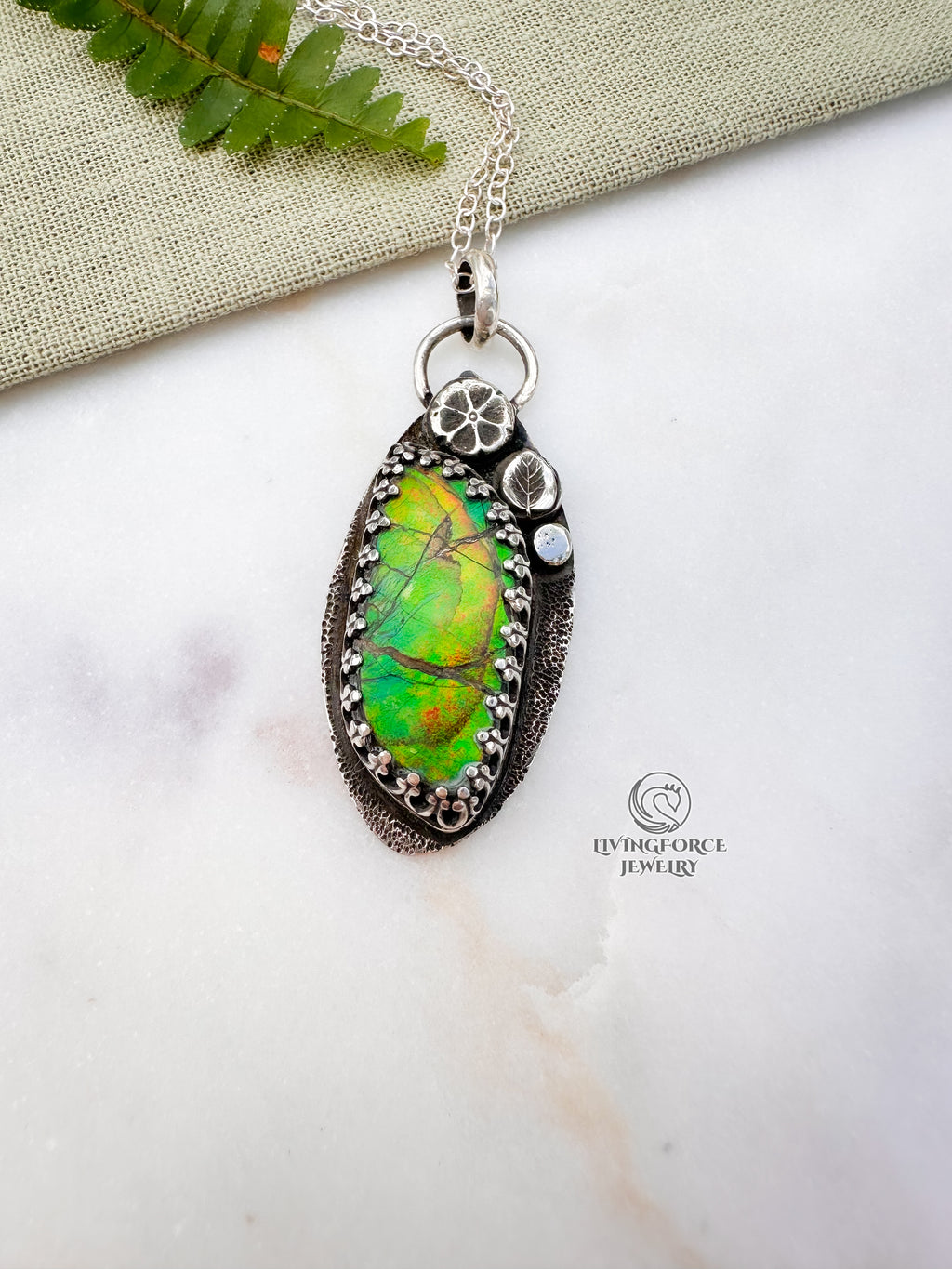 Light Keeper Talisman— Ammolite in Sterling Silver