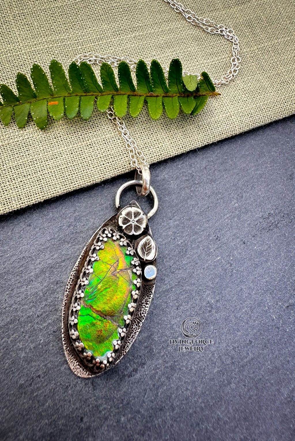 Light Keeper Talisman— Ammolite in Sterling Silver