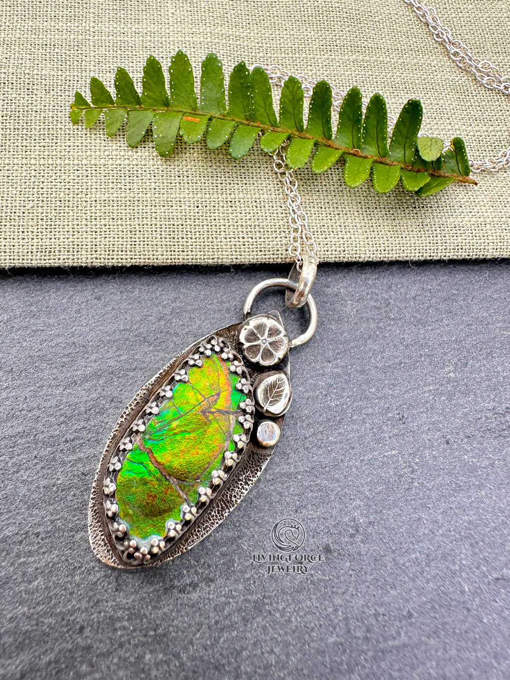 Light Keeper Talisman— Ammolite in Sterling Silver
