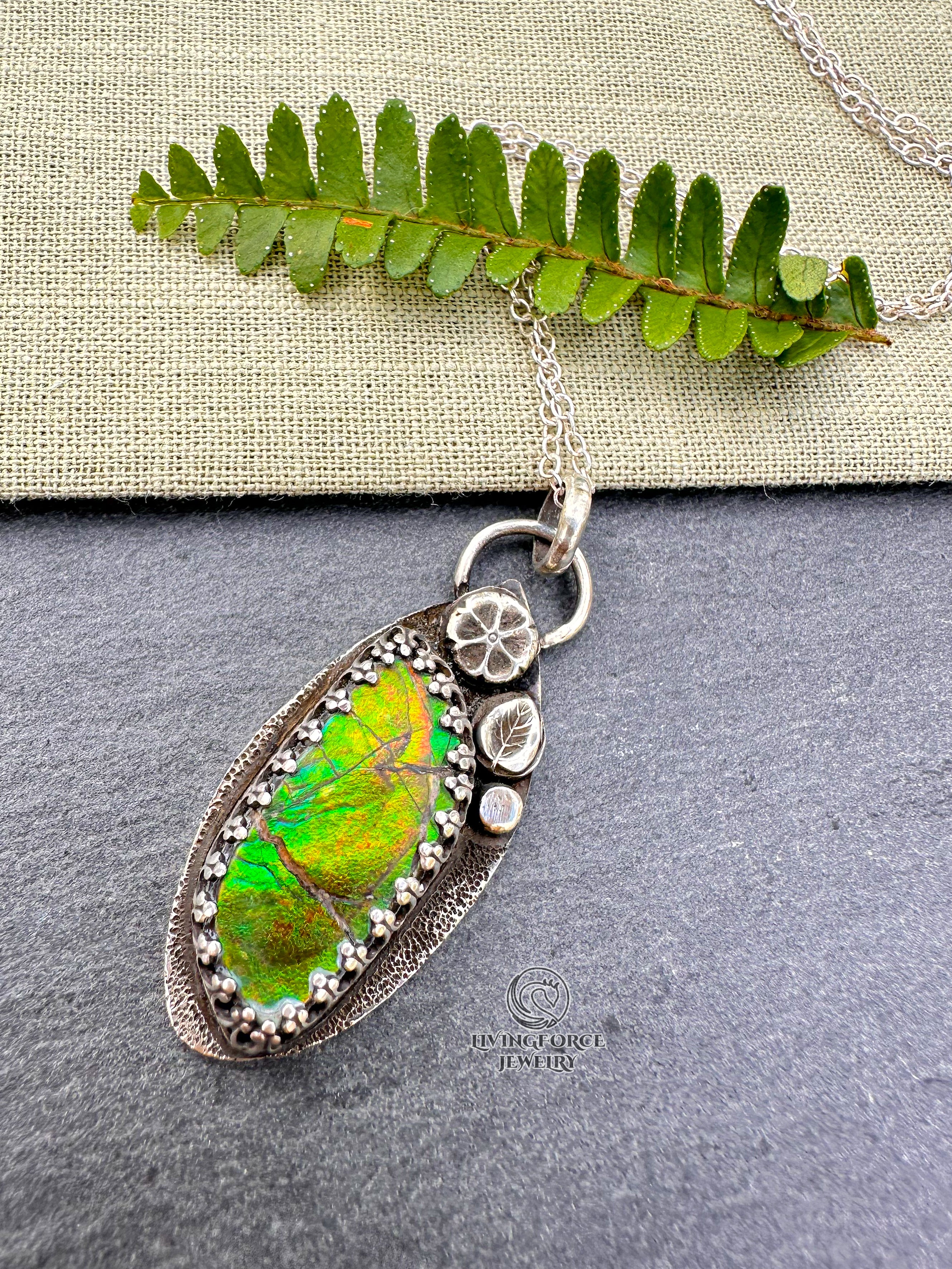 Light Keeper Talisman— Ammolite in Sterling Silver