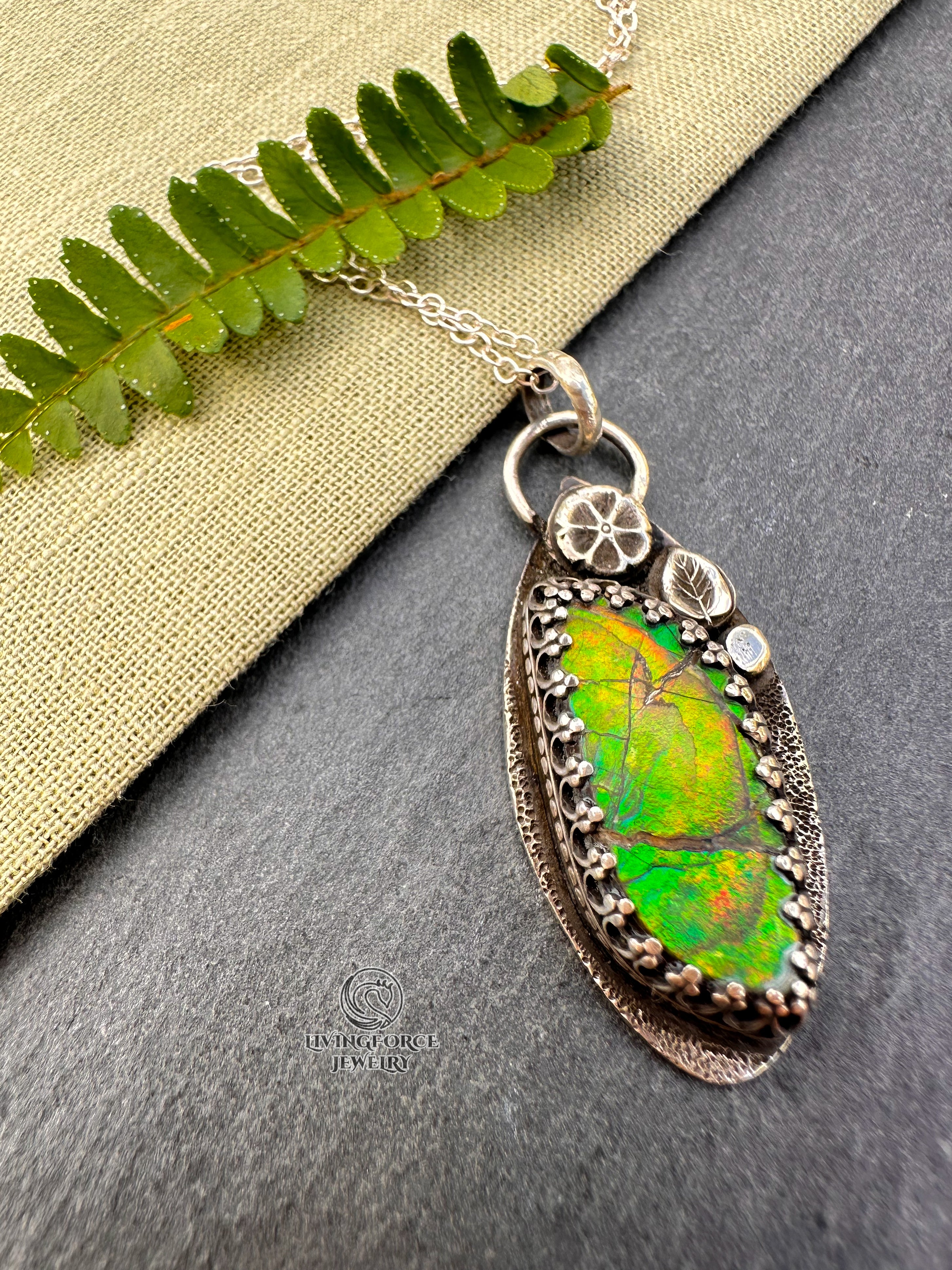 Light Keeper Talisman— Ammolite in Sterling Silver