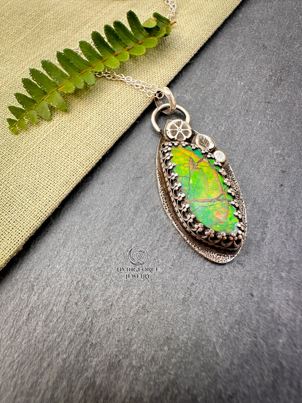 Light Keeper Talisman— Ammolite in Sterling Silver