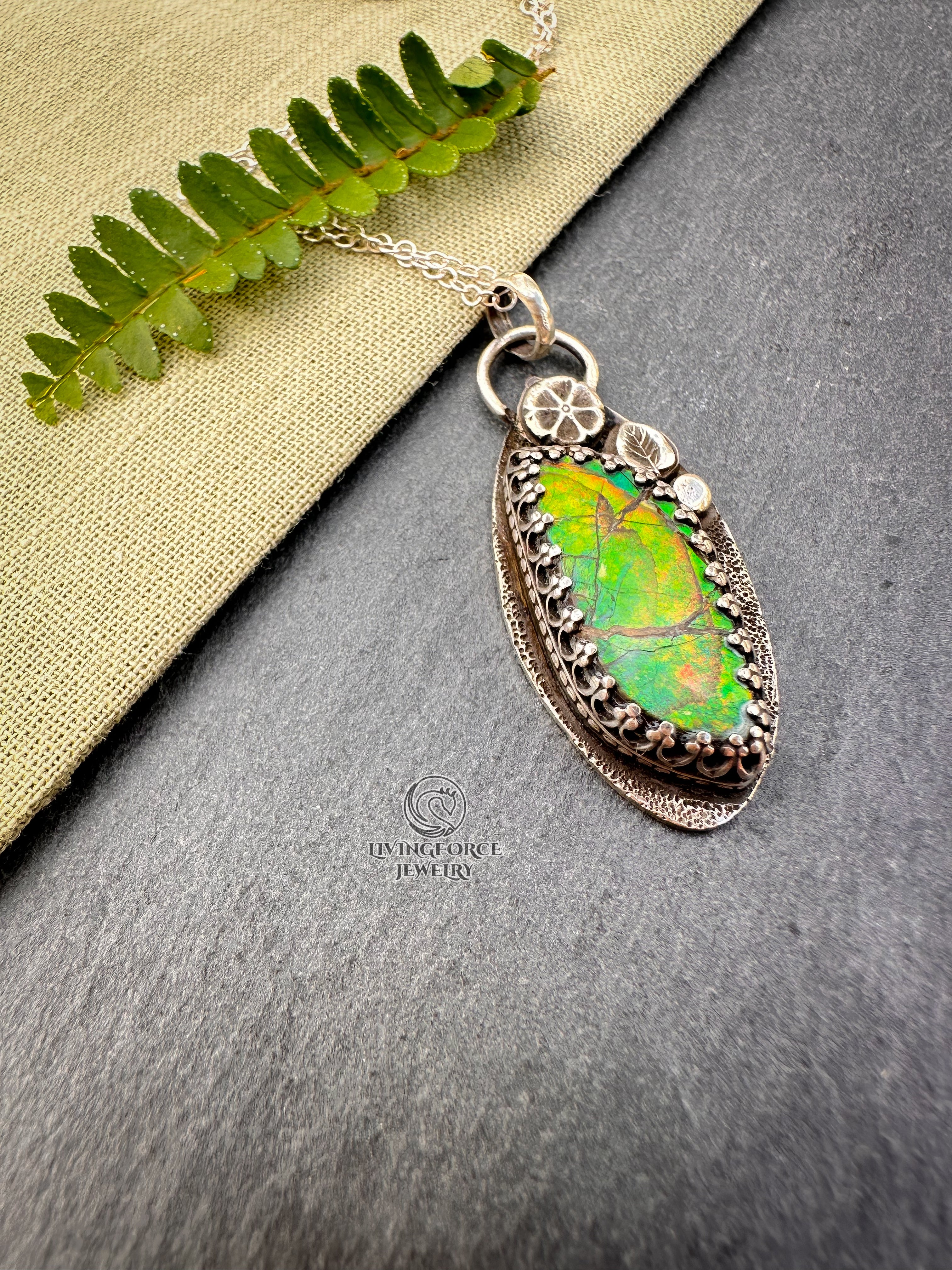 Light Keeper Talisman— Ammolite in Sterling Silver
