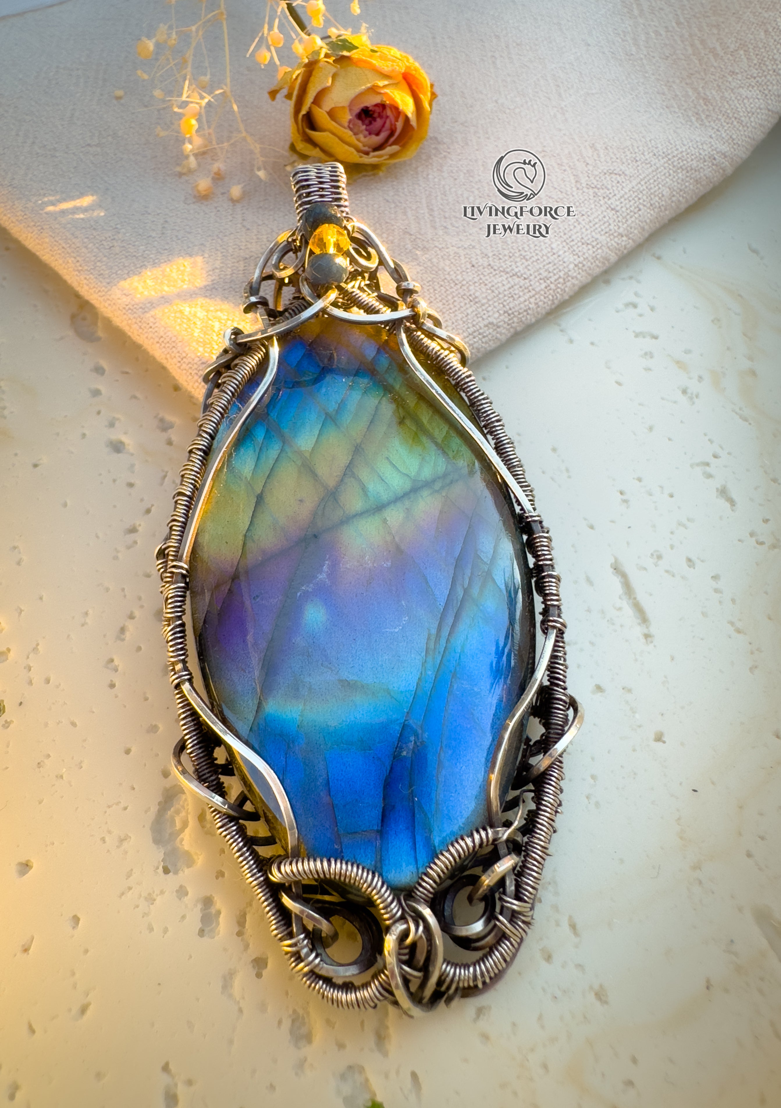 Anastasia Talisman, Statement Rainbow Labradorite Pendant