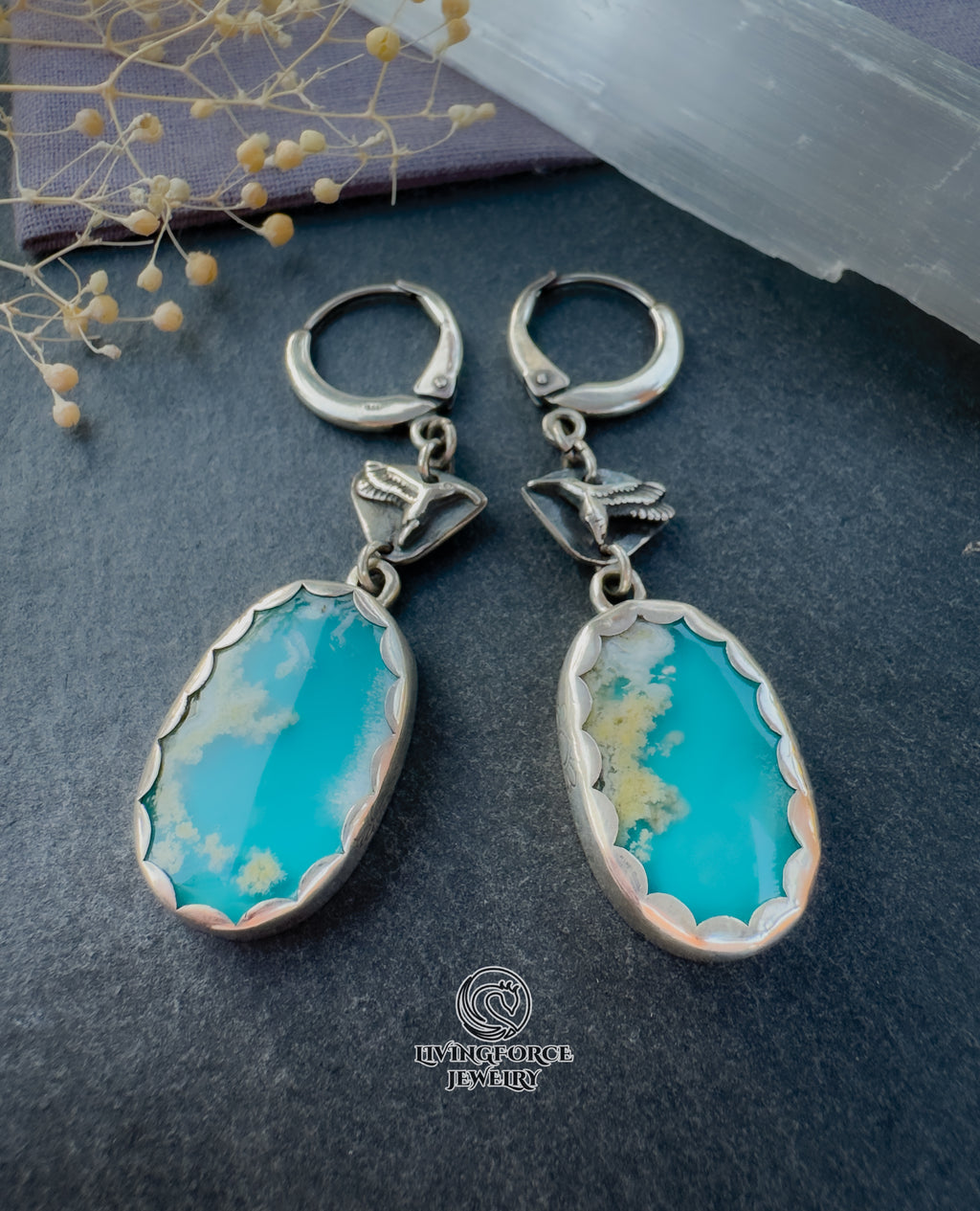 Aria Talisman, Plume agate Earrings