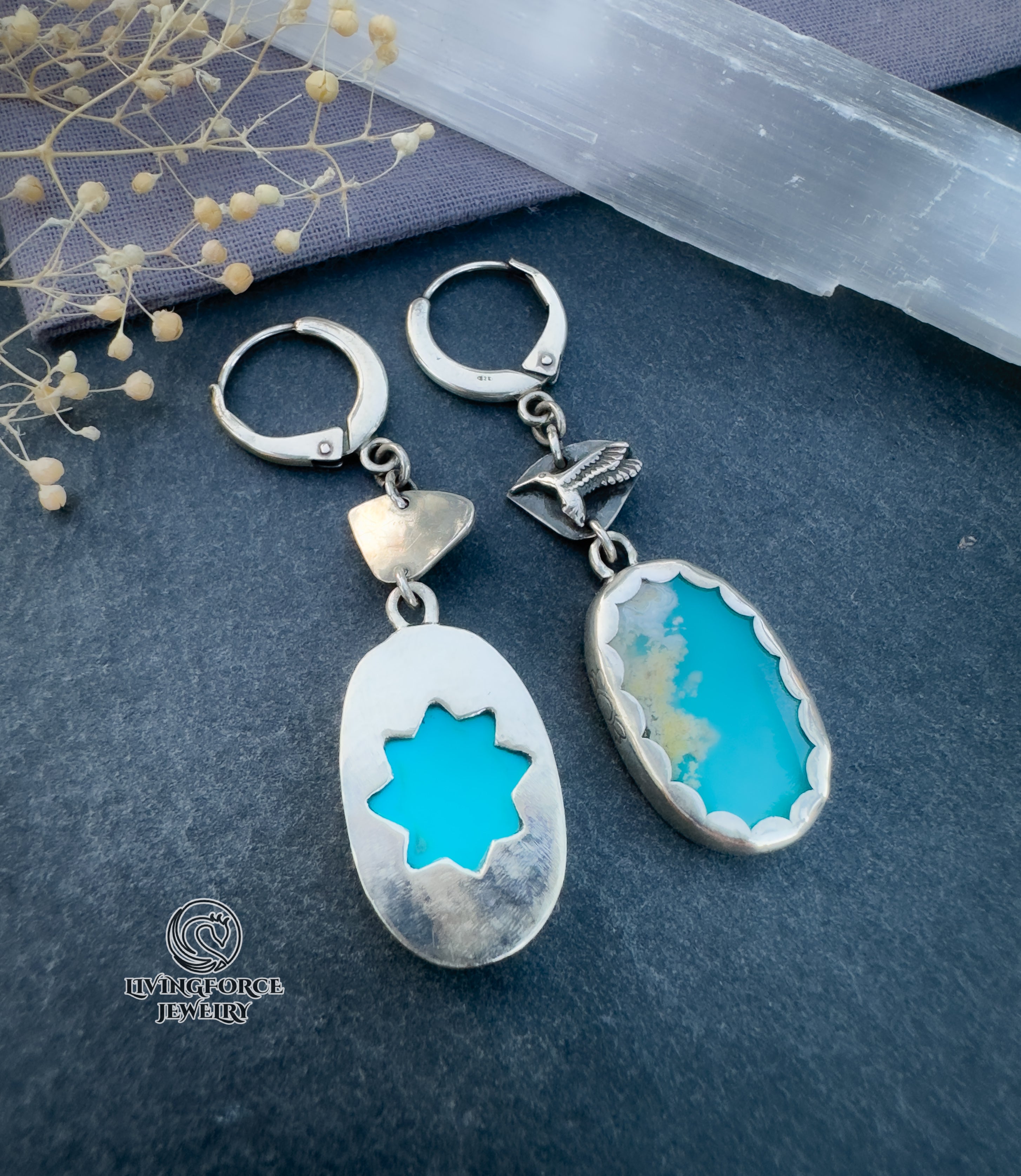 Aria Talisman, Plume agate Earrings