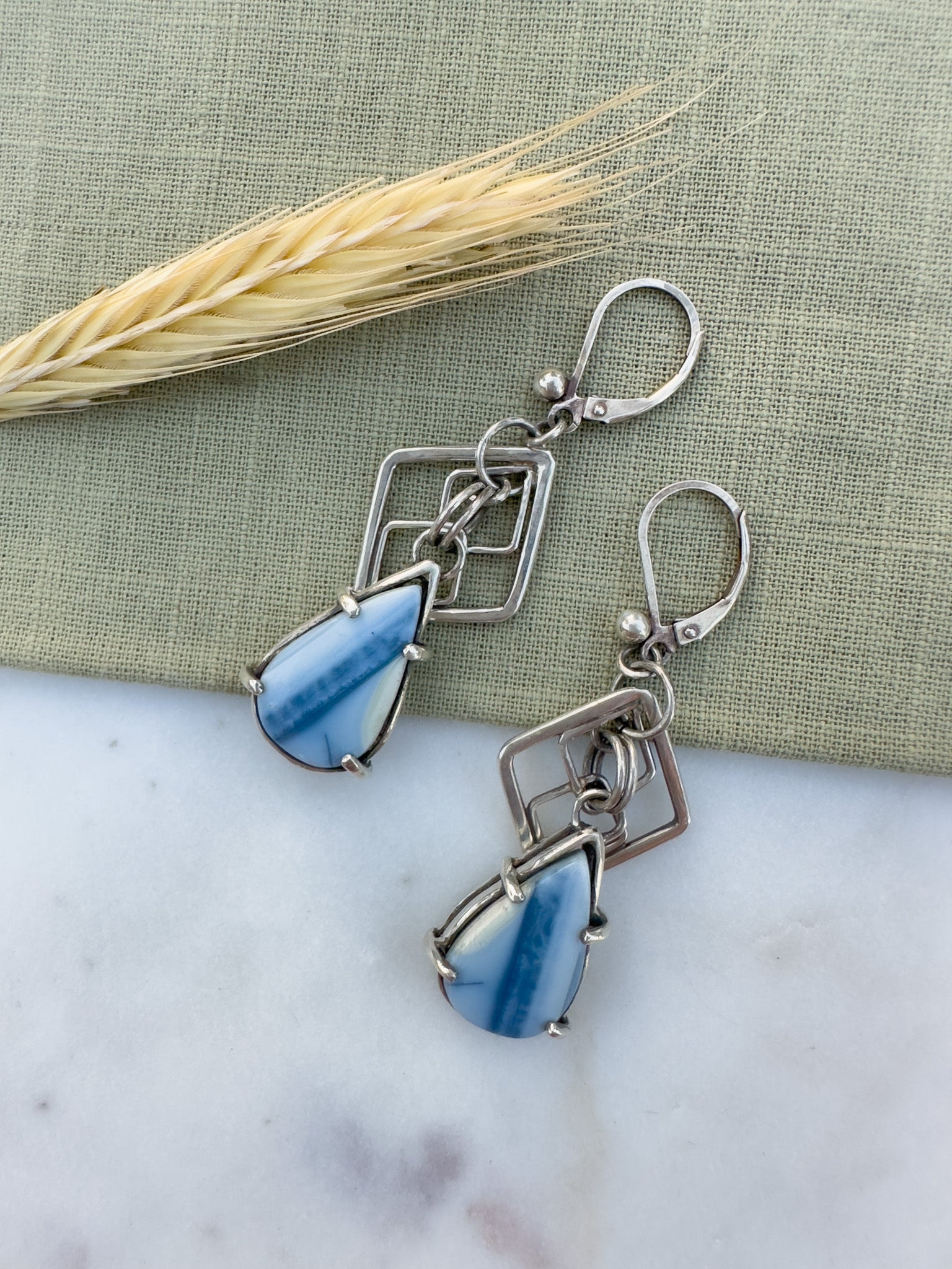 Umi Talisman, Owyhee Blue Opal earrings