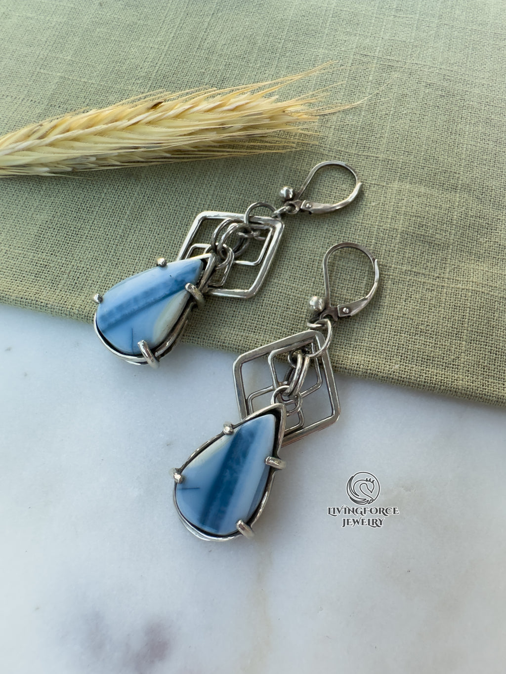 Umi Talisman, Owyhee Blue Opal earrings