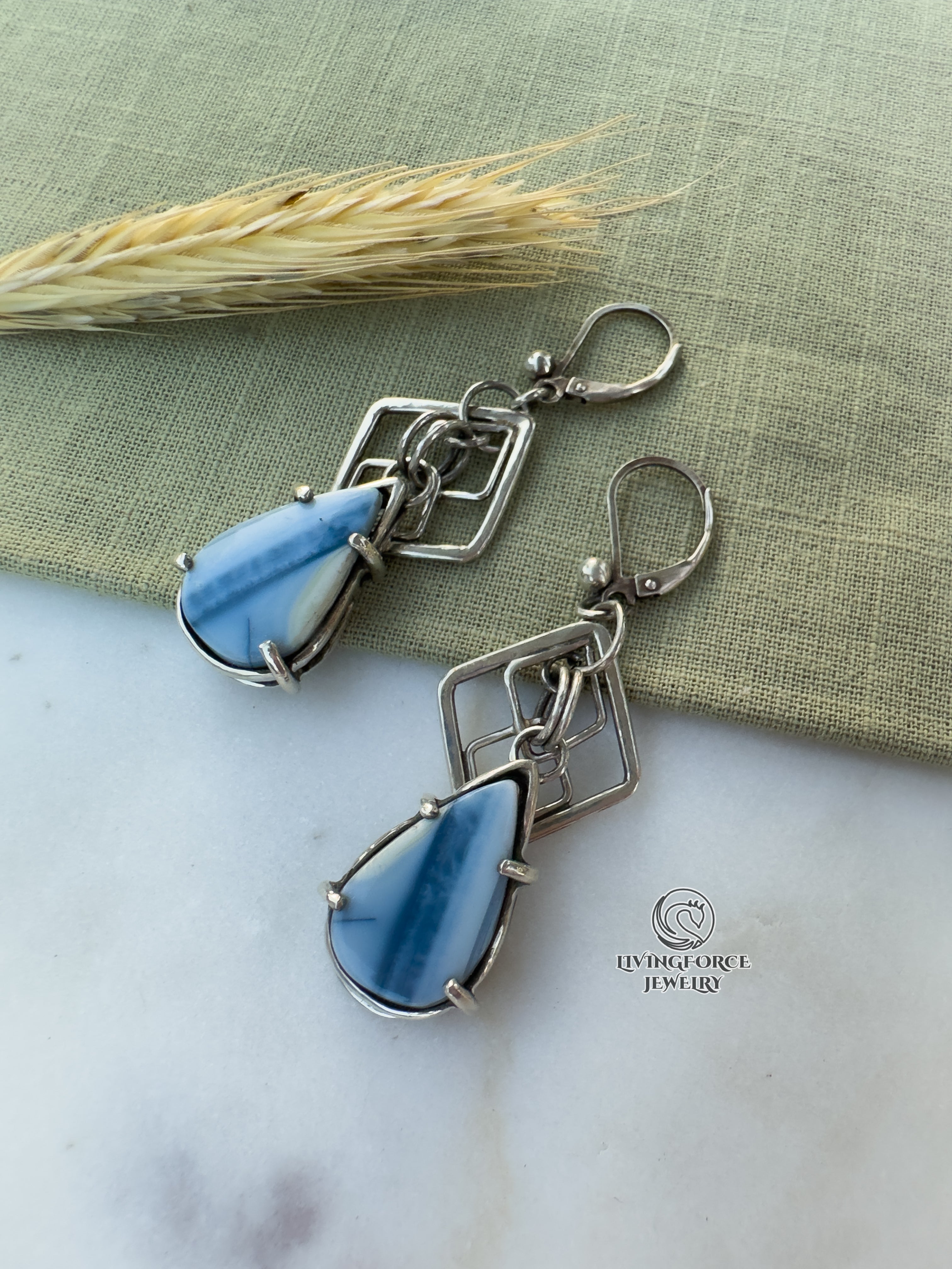 Umi Talisman, Owyhee Blue Opal earrings