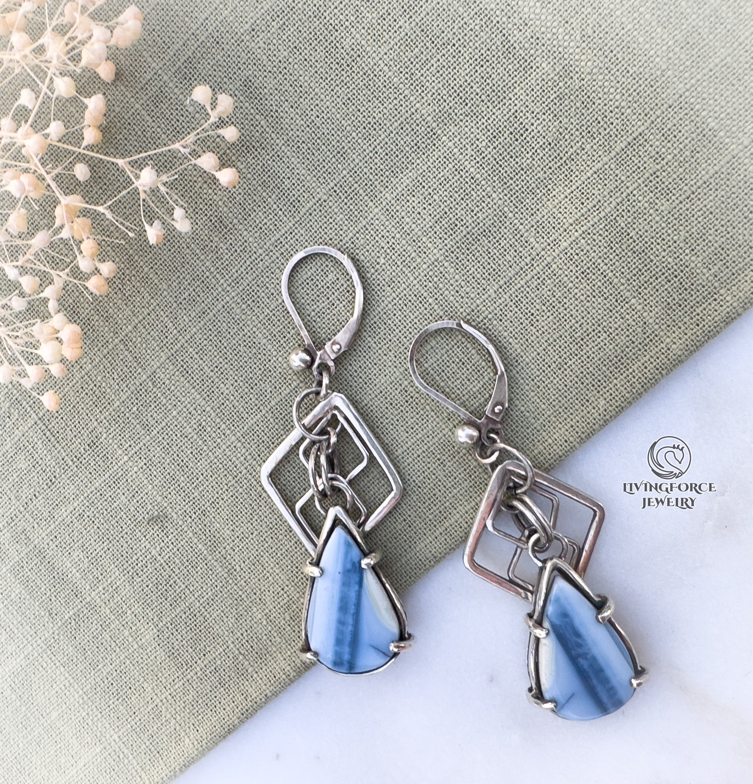 Umi Talisman, Owyhee Blue Opal earrings