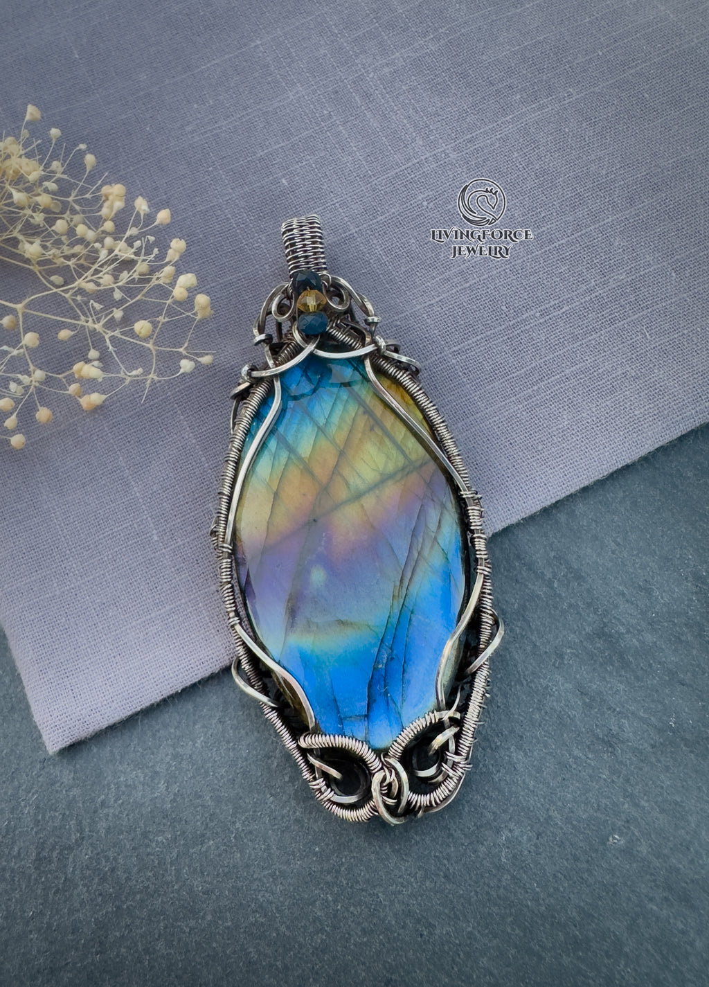 Anastasia Talisman, Statement Rainbow Labradorite Pendant