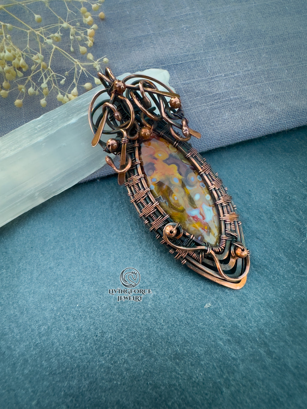 Queen Isabella Talisman, Palm root agate Pendant
