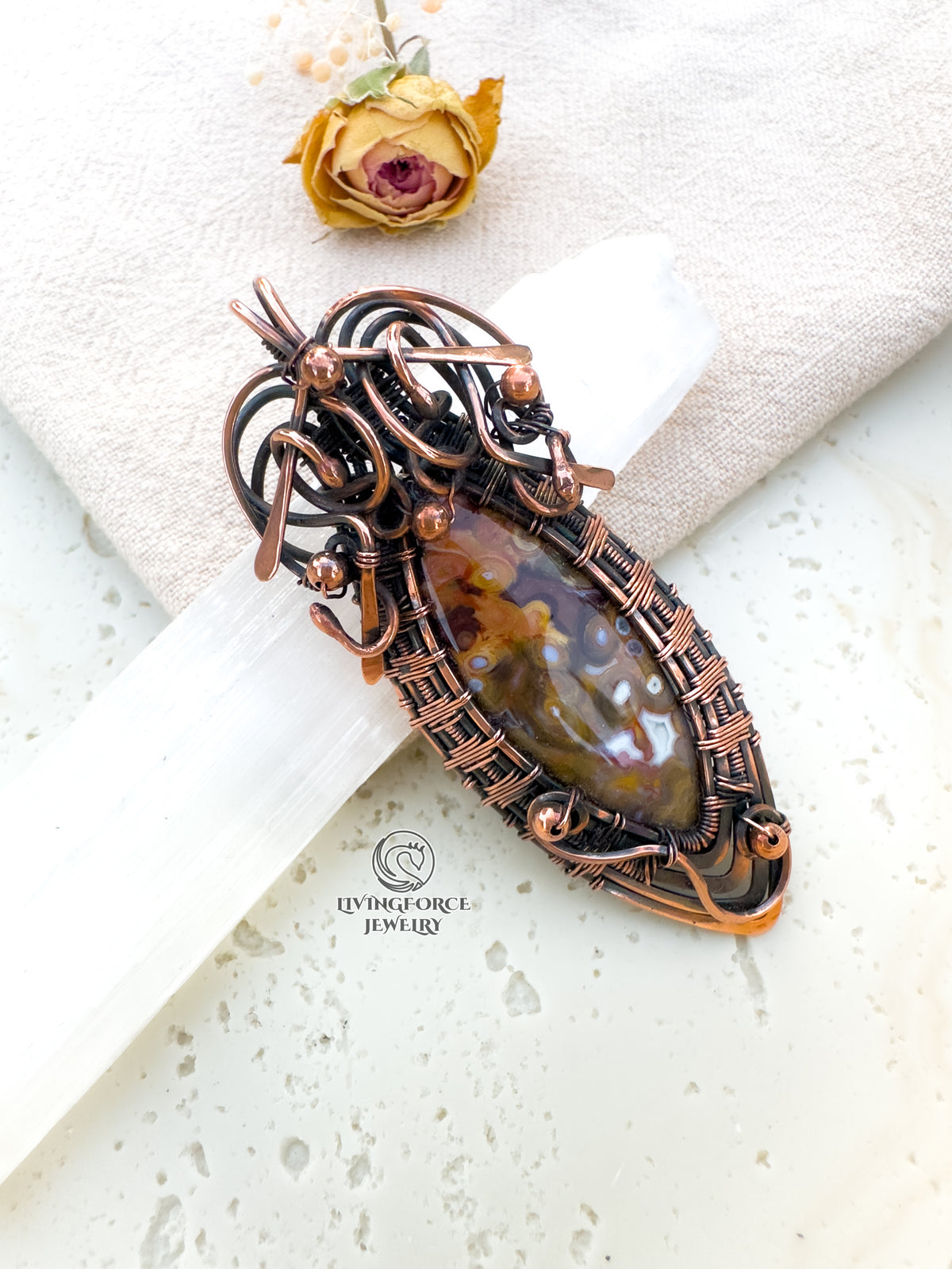 Queen Isabella Talisman, Palm root agate Pendant