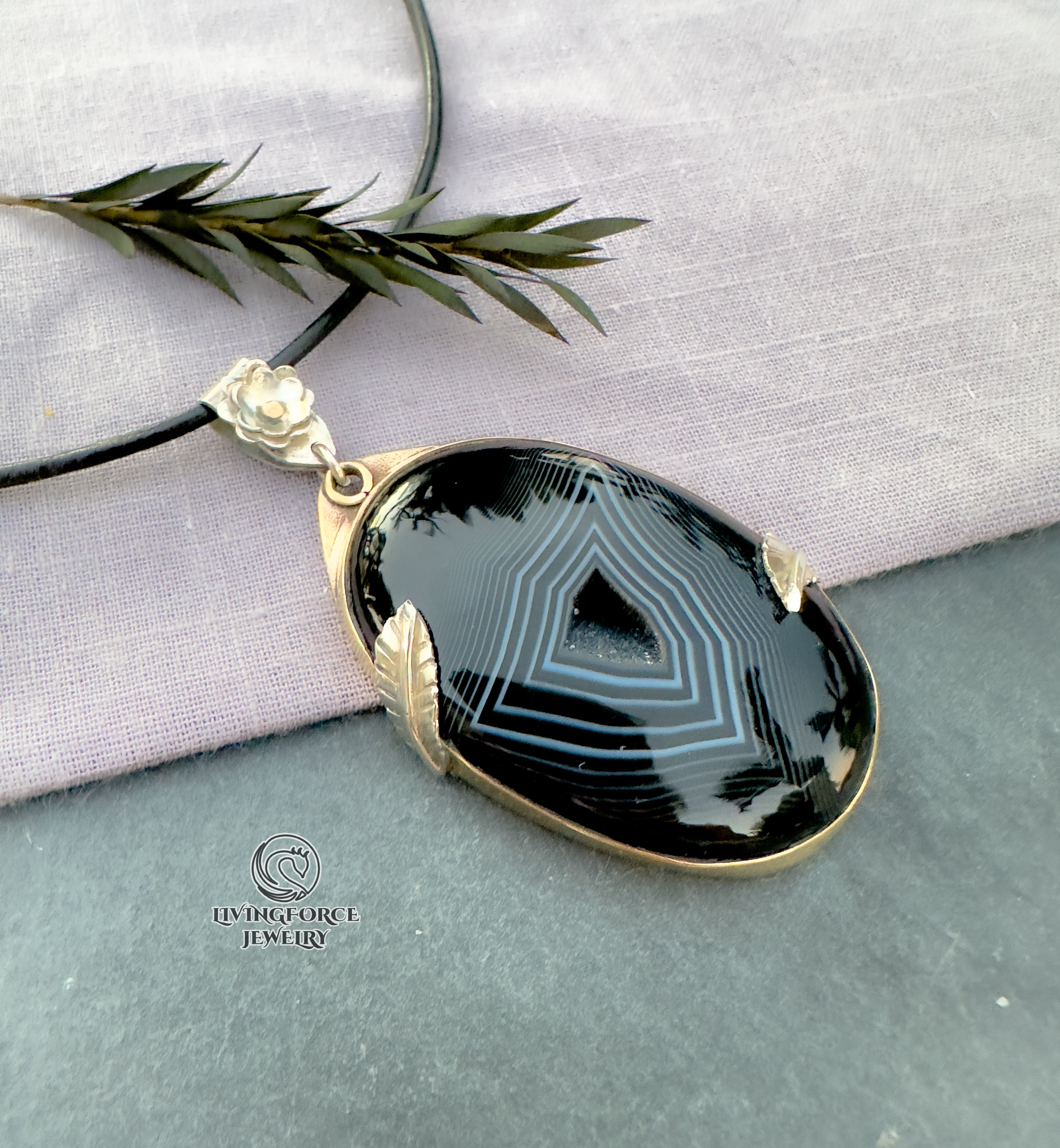 Nocturne Whisper, Black agate pendant