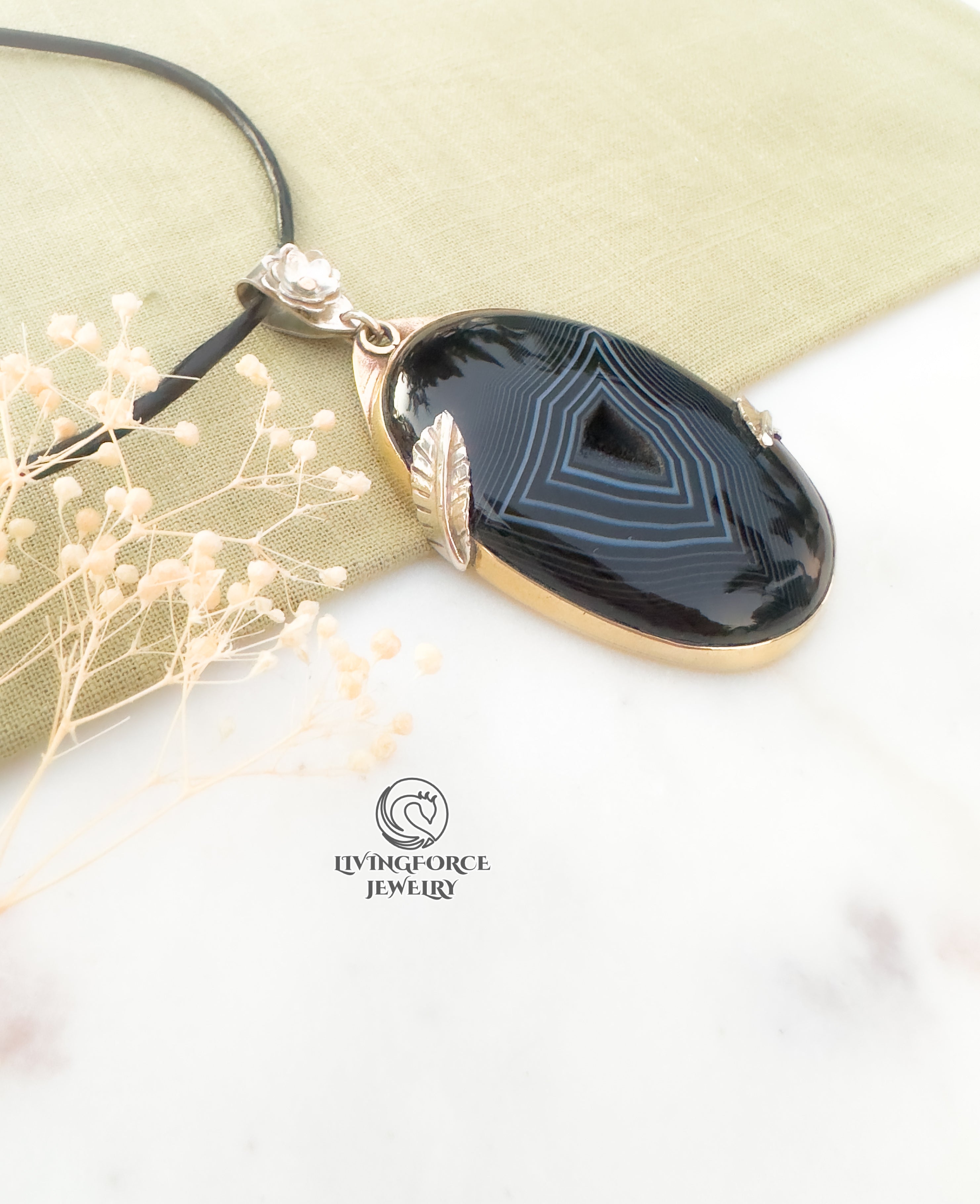 Nocturne Whisper, Black agate pendant