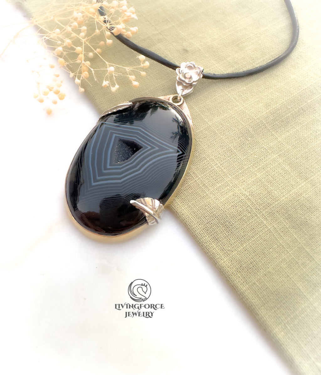 Nocturne Whisper, Black agate pendant
