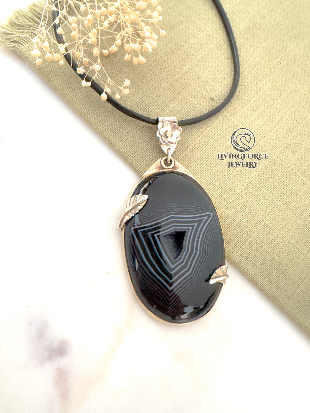 Nocturne Whisper, Black agate pendant