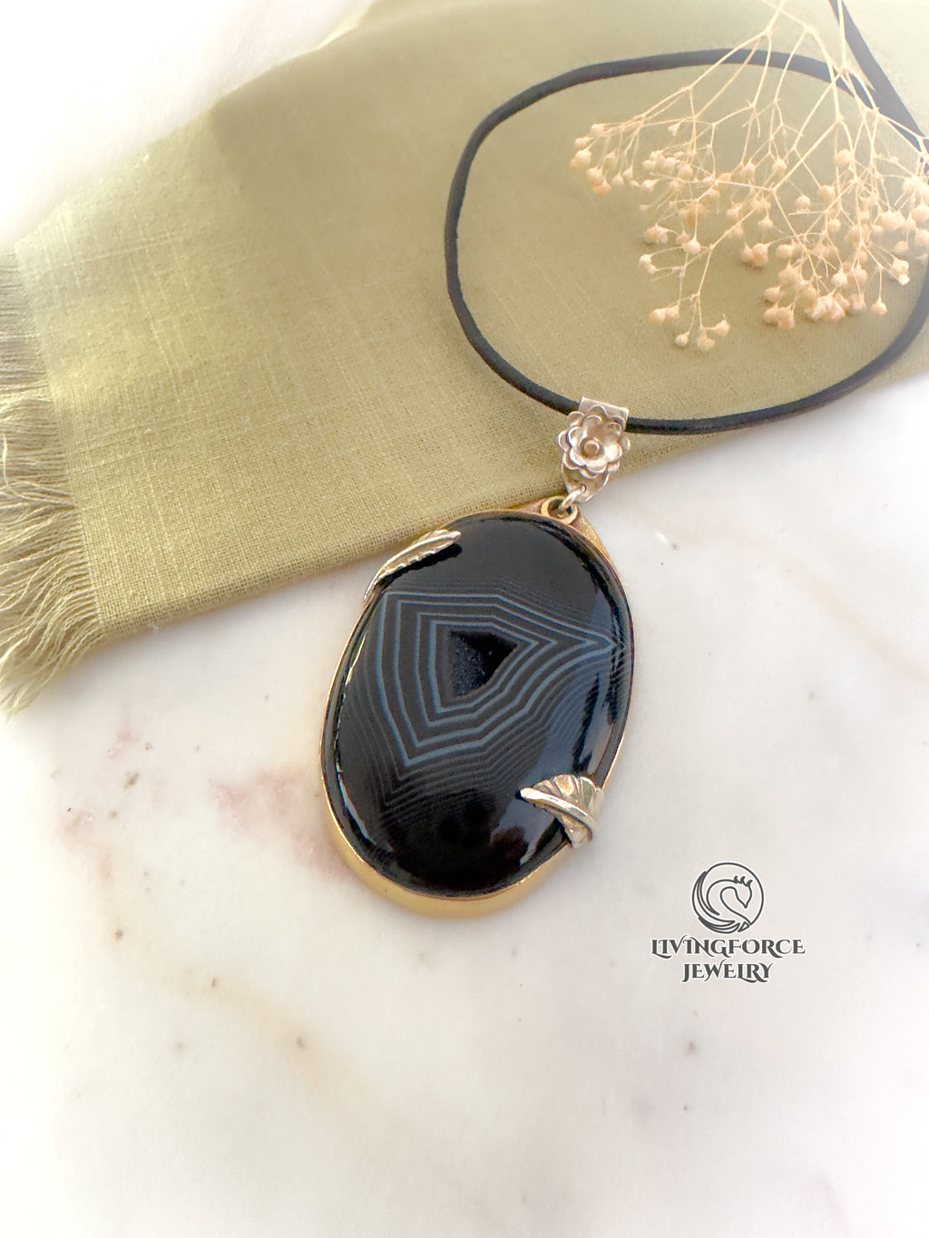 Nocturne Whisper, Black agate pendant