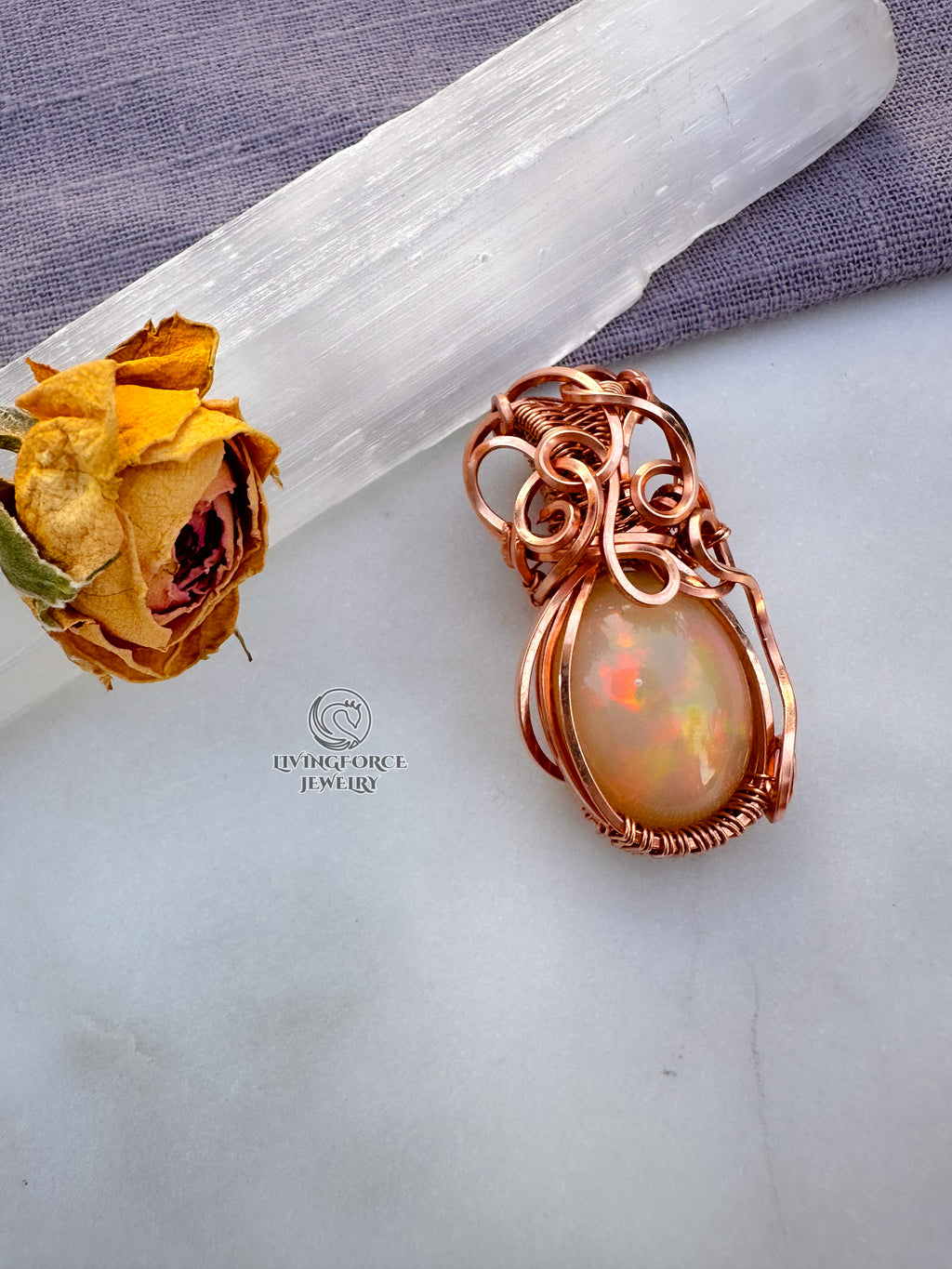 Elly Talisman, Welo Opal In Gold Filled Wire Pendant
