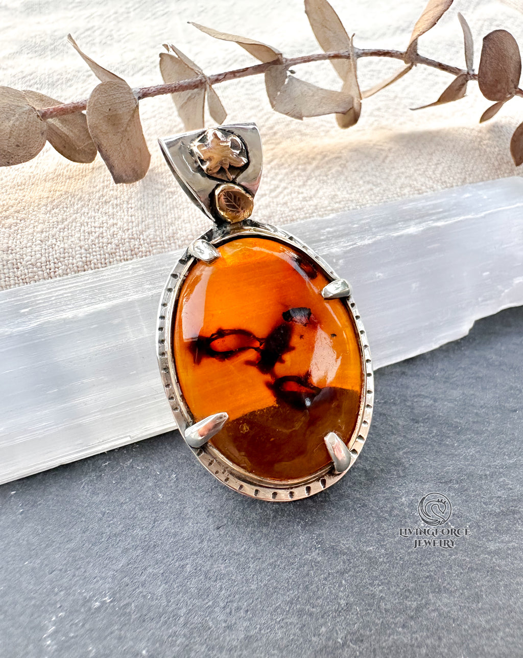 Solis Folia Talisman, Baltic Amber Pendant