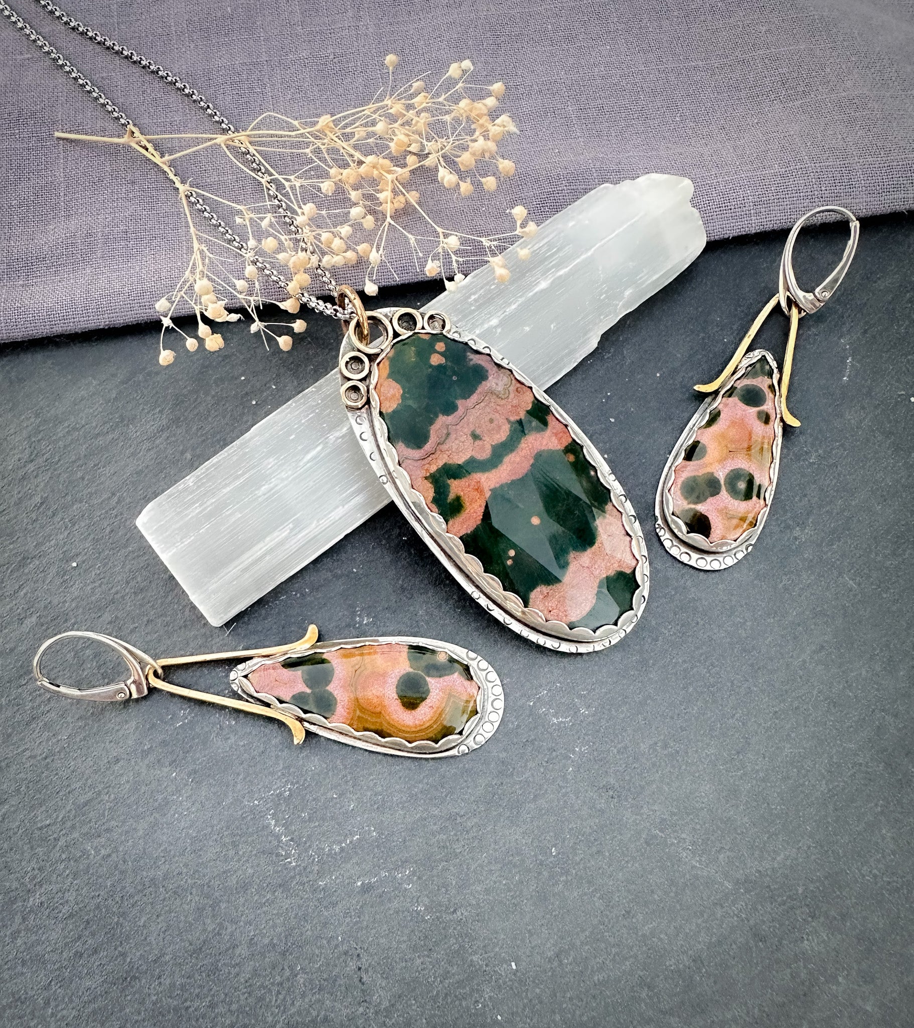 Verde Rosa — Ocean Jasper Talisman Set