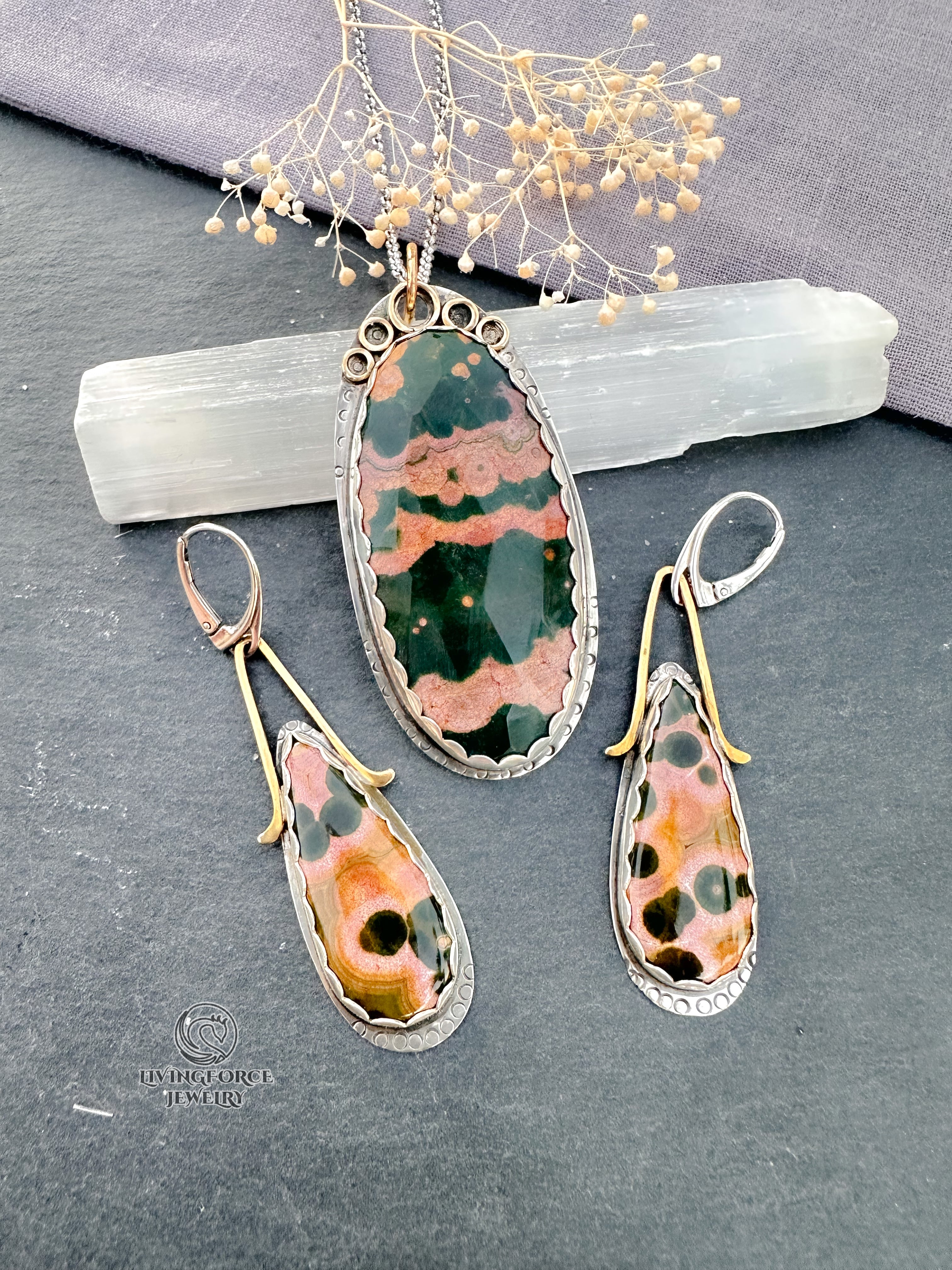 Verde Rosa — Ocean Jasper Talisman Set