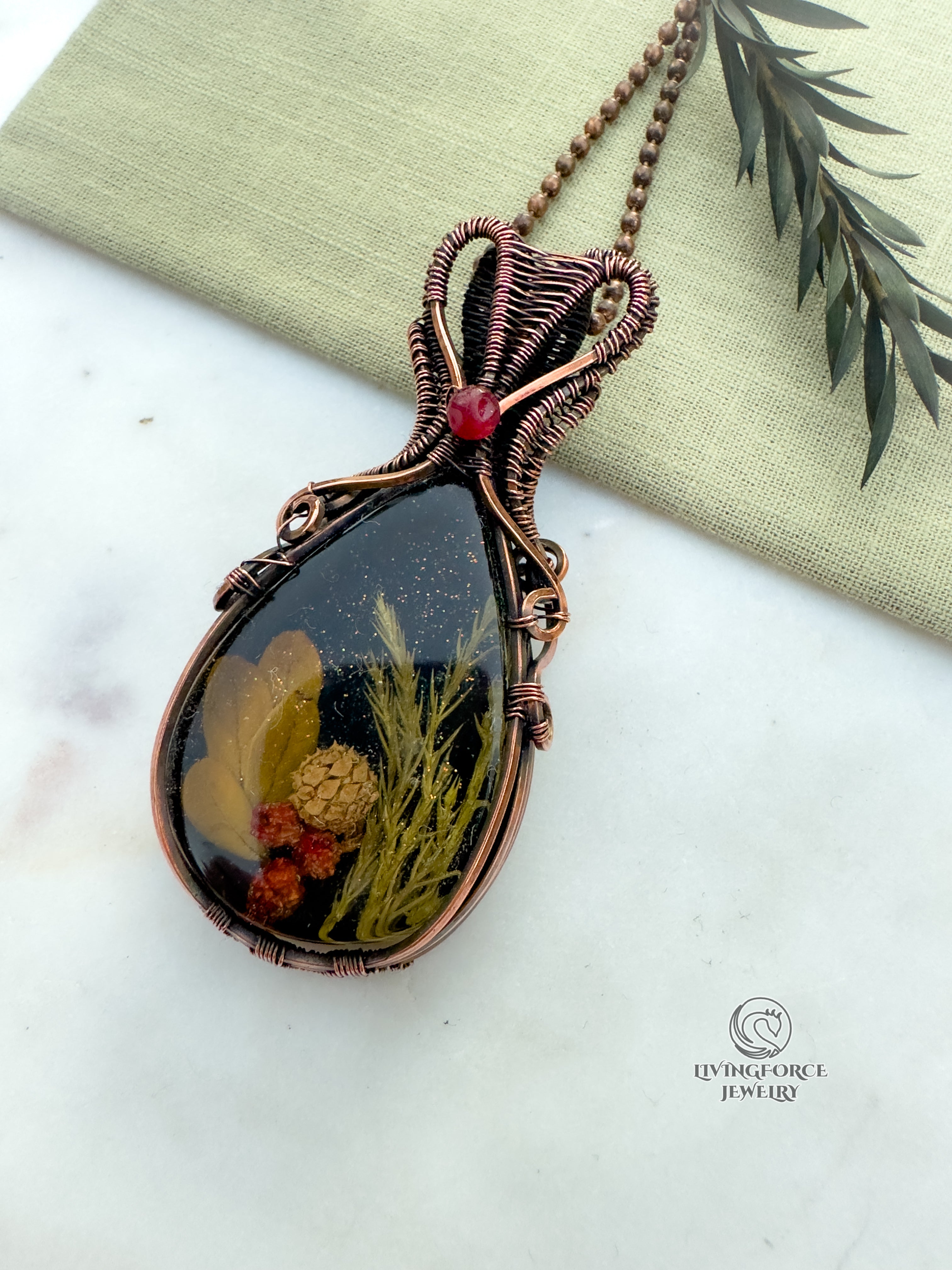 Noel Talisman, Epoxy Resin & Ruby Pendant