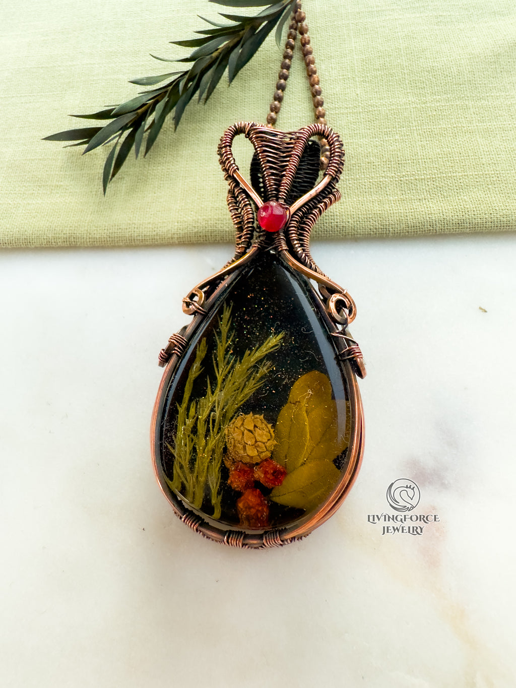 Noel Talisman, Epoxy Resin & Ruby Pendant