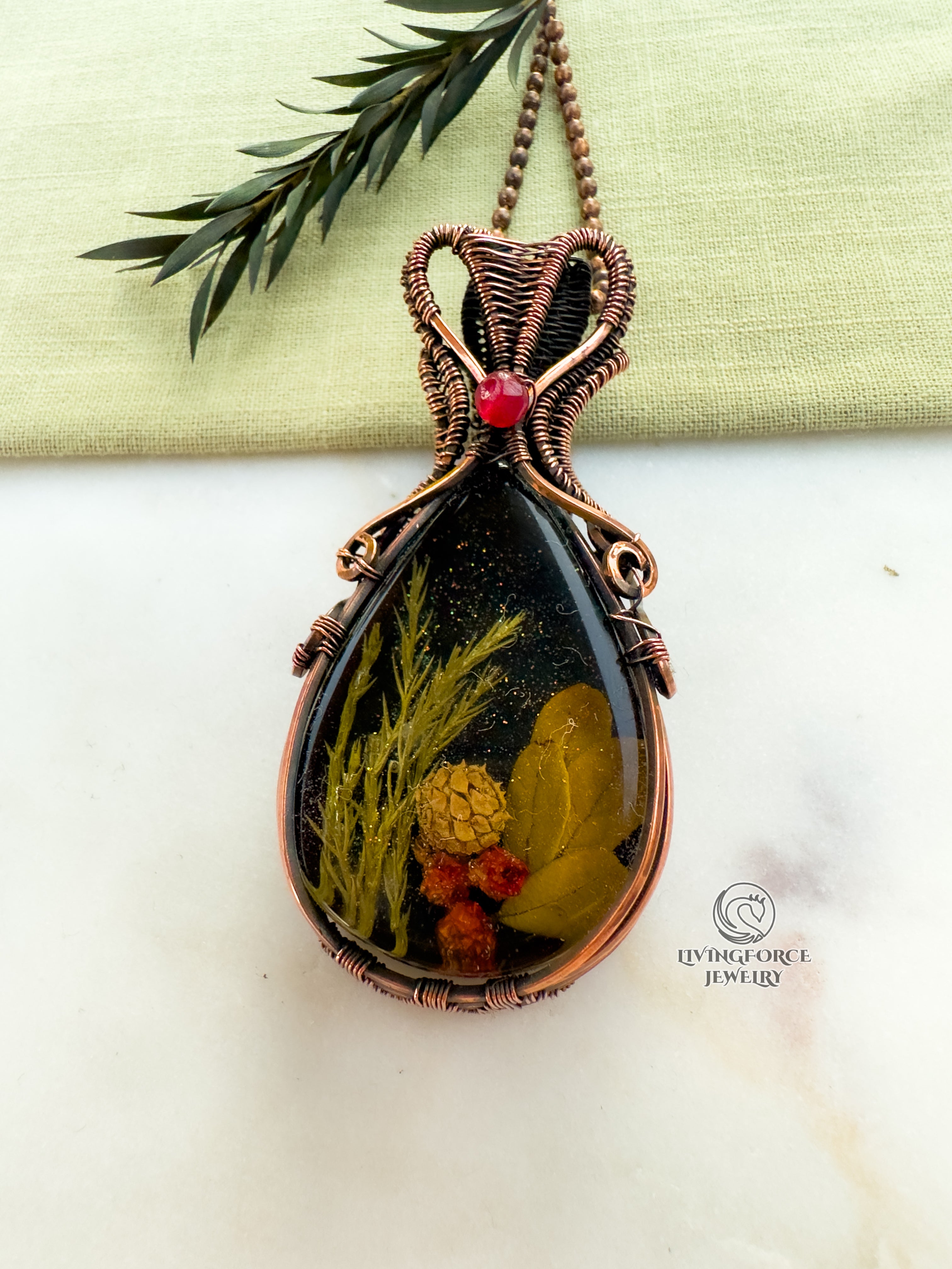 Noel Talisman, Epoxy Resin & Ruby Pendant