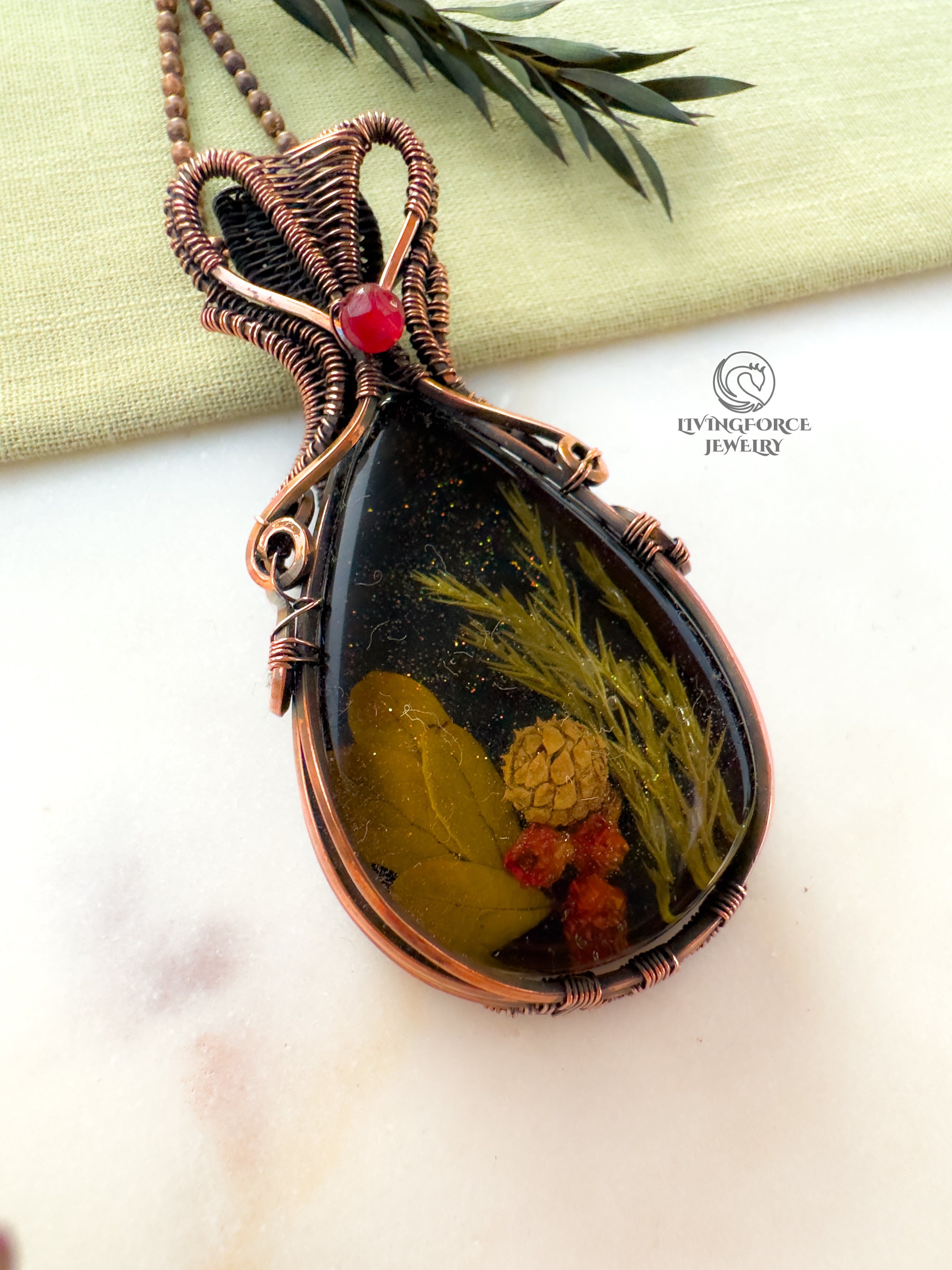 Noel Talisman, Epoxy Resin & Ruby Pendant