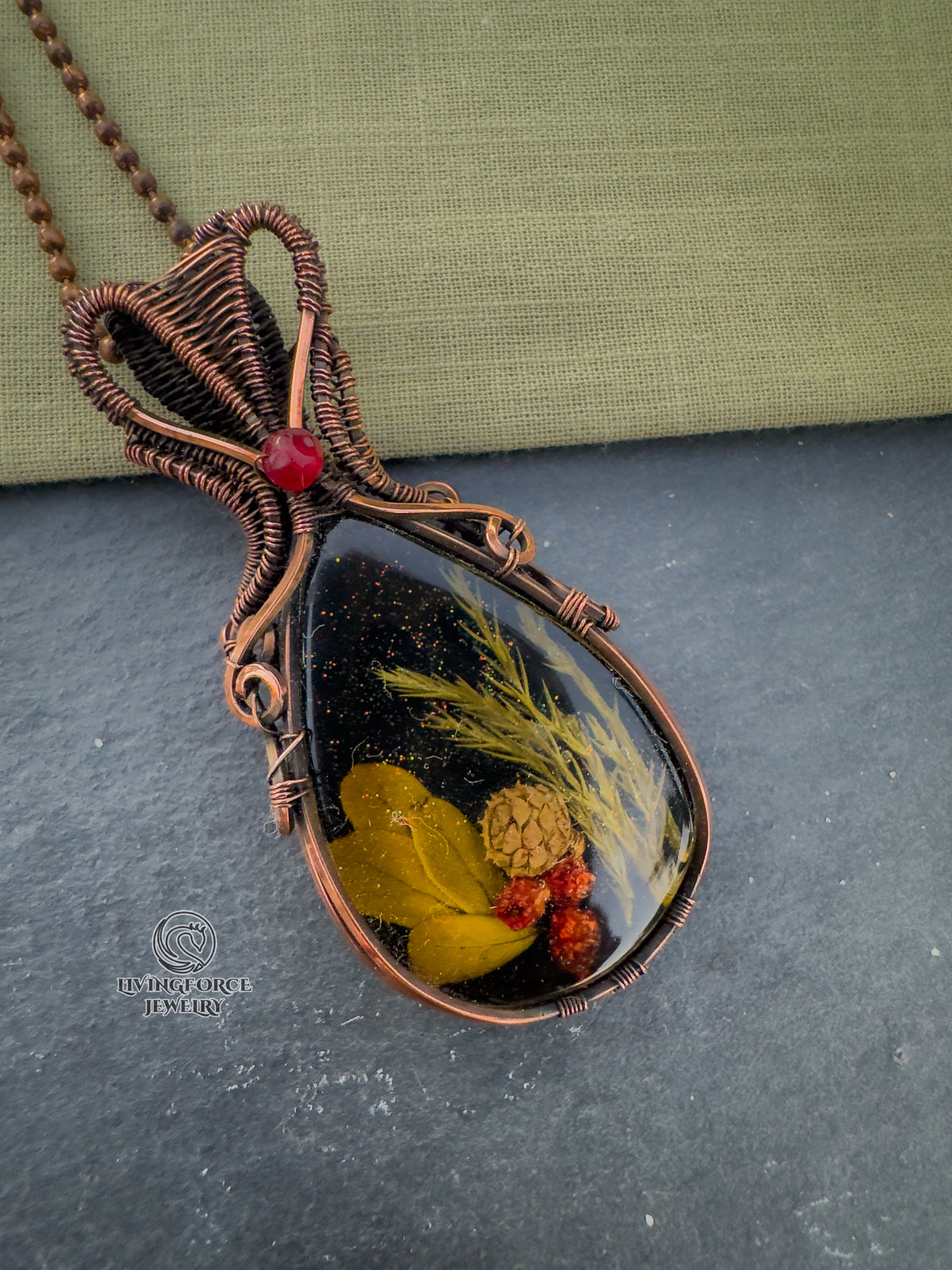 Noel Talisman, Epoxy Resin & Ruby Pendant