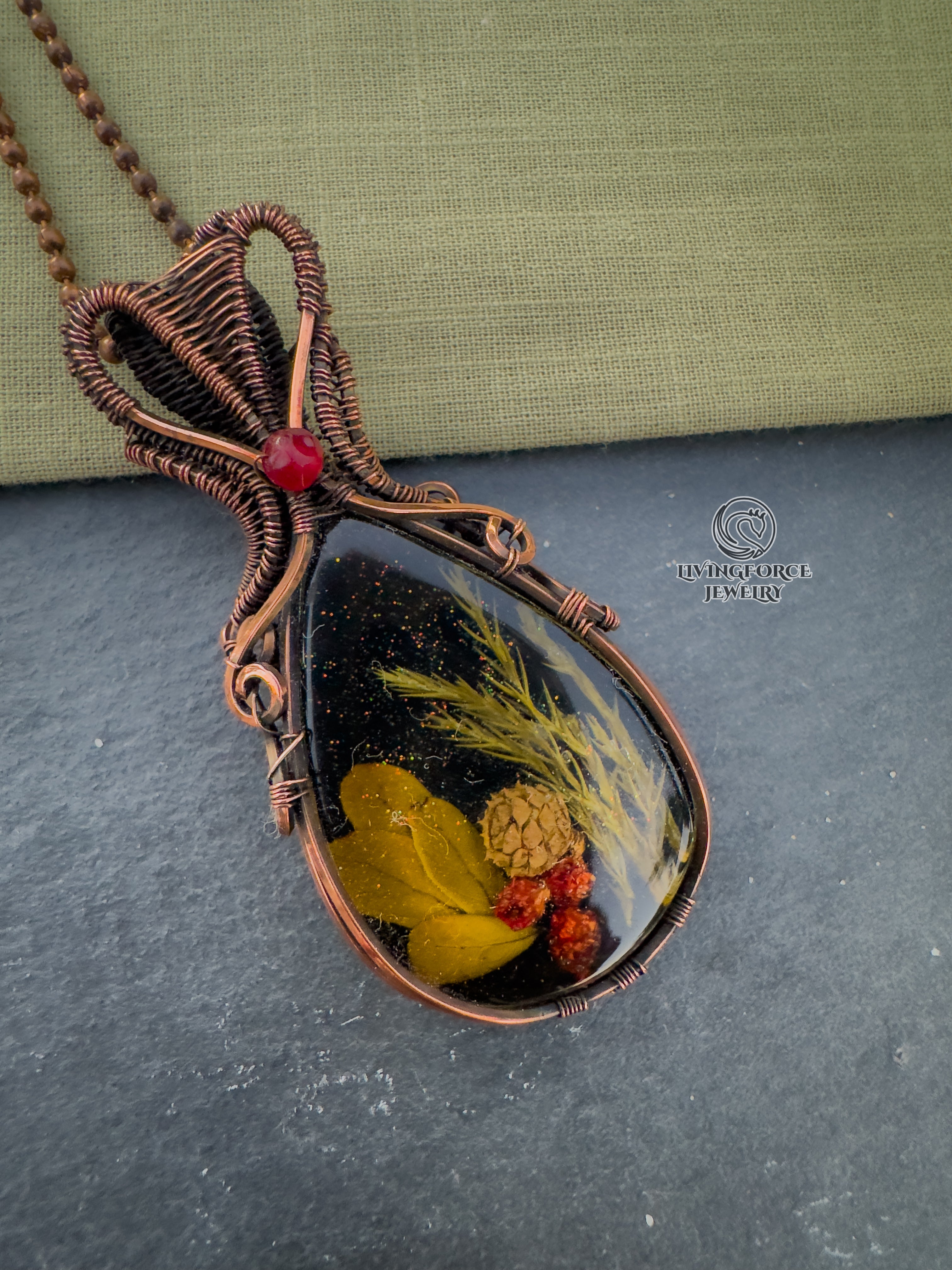 Noel Talisman, Epoxy Resin & Ruby Pendant