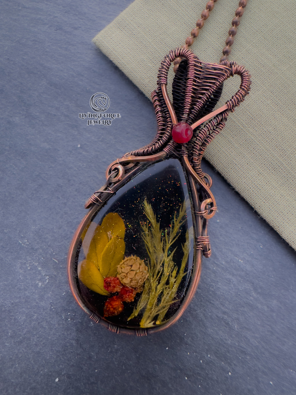 Noel Talisman, Epoxy Resin & Ruby Pendant