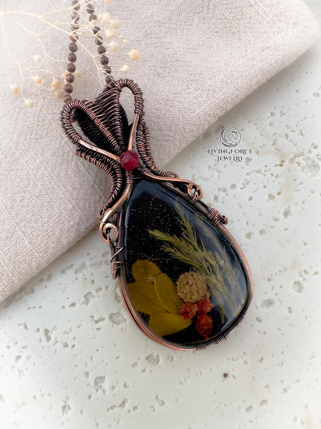 Noel Talisman, Epoxy Resin & Ruby Pendant