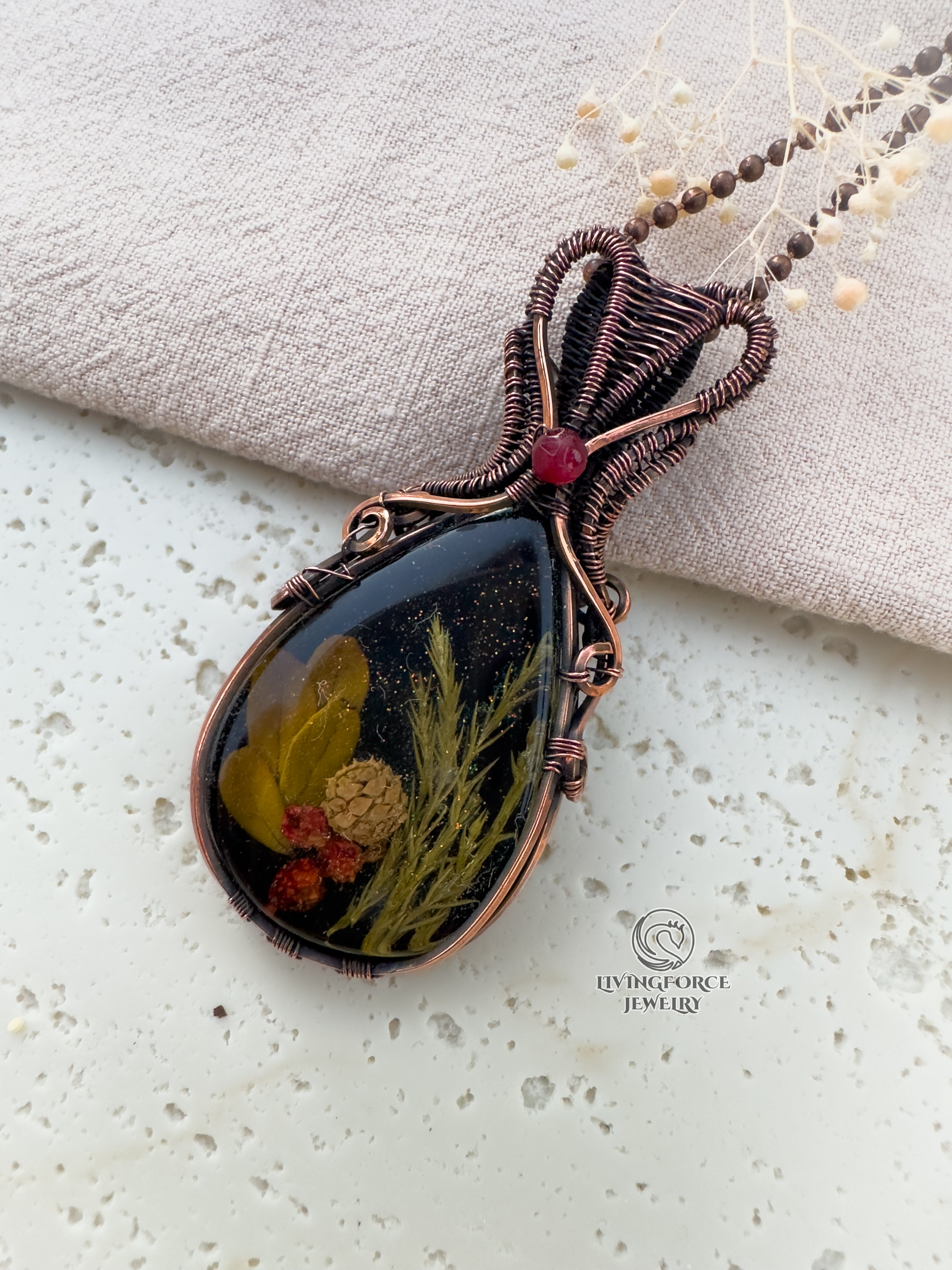 Noel Talisman, Epoxy Resin & Ruby Pendant