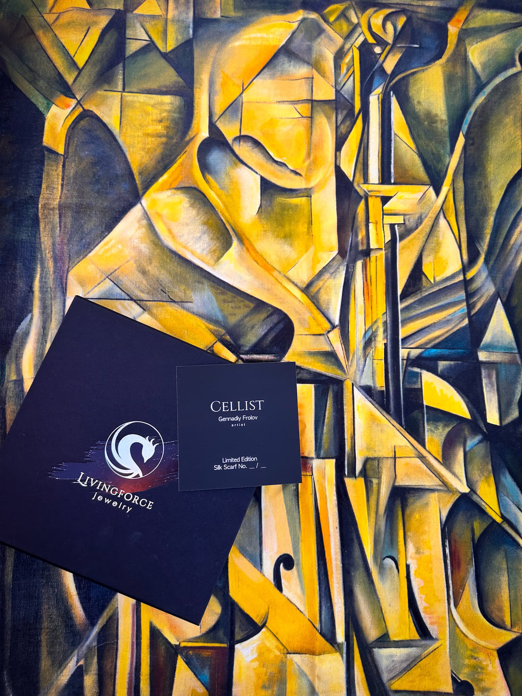 The Cellist — Limited Edition Silk Twill Scarf | Wearable Art