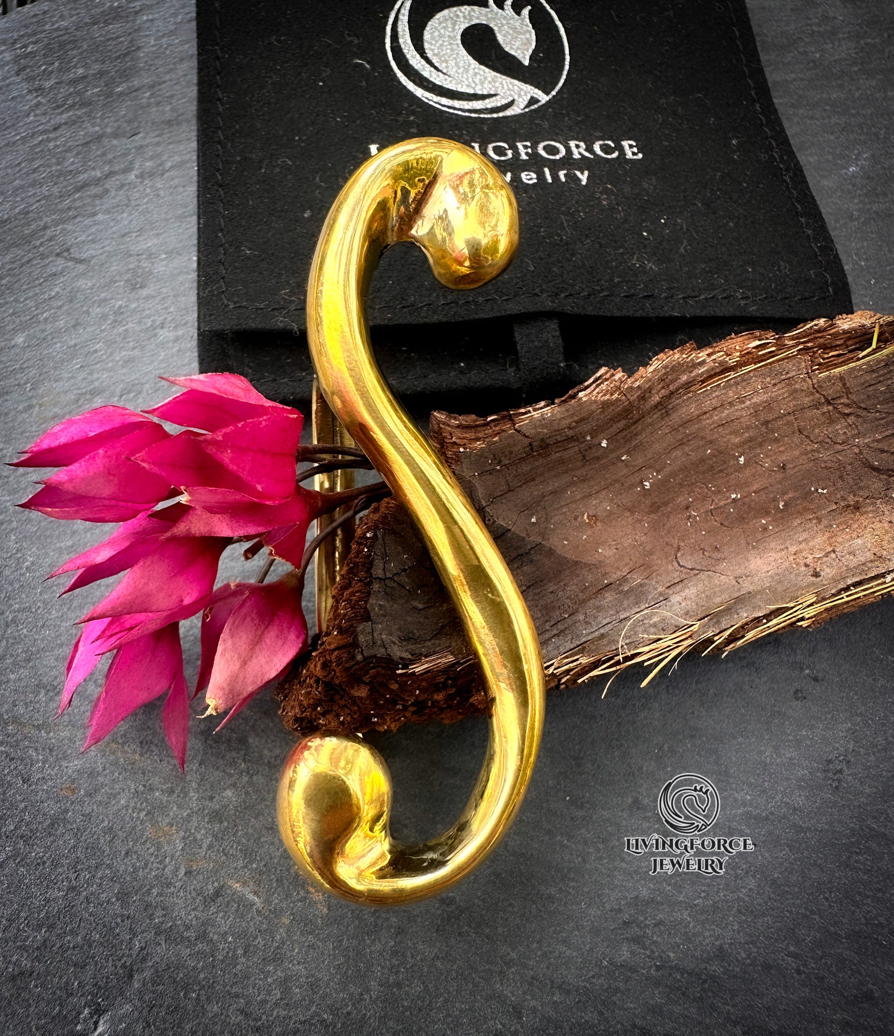 The Fermata Jewel — Solid Brass Scarf Jewel | Handcast for The Cellist Silk Scarf