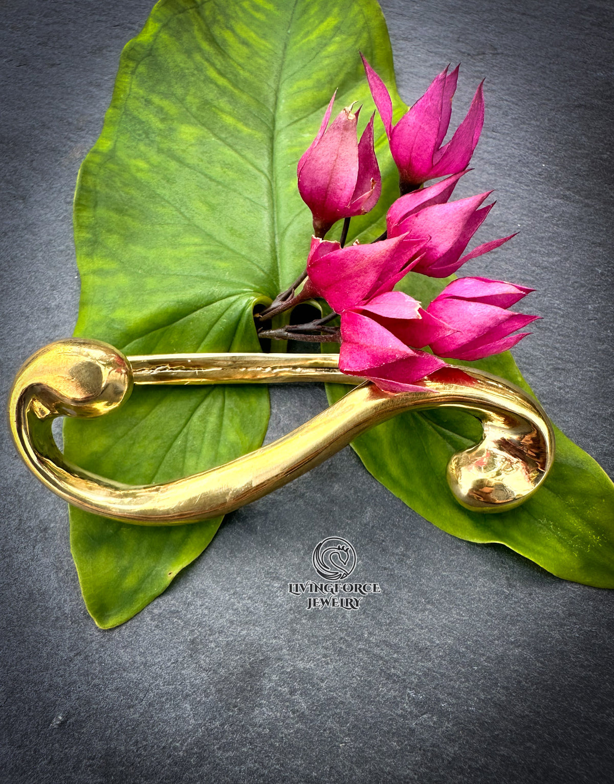 The Fermata Jewel — Solid Brass Scarf Jewel | Handcast for The Cellist Silk Scarf