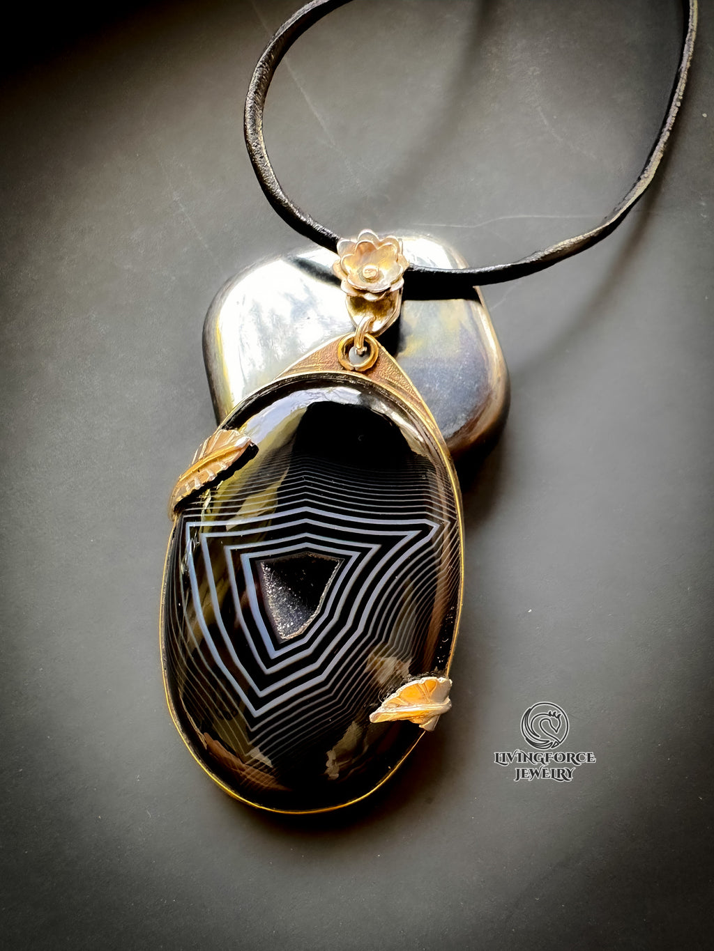Nocturne Whisper, Black agate pendant