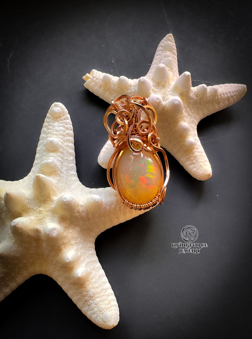 Elly Talisman, Welo Opal In Gold Filled Wire Pendant