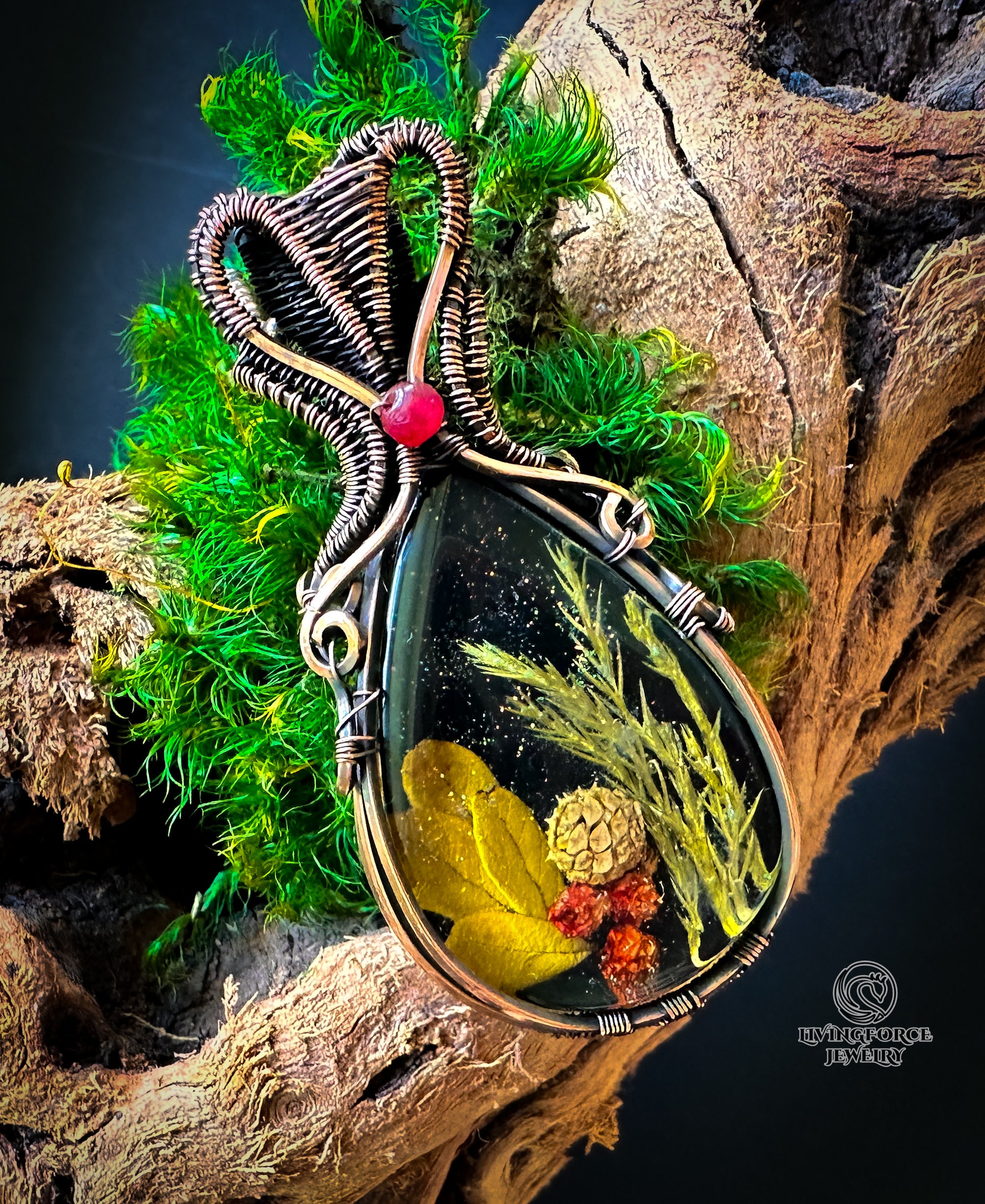 Noel Talisman, Epoxy Resin & Ruby Pendant