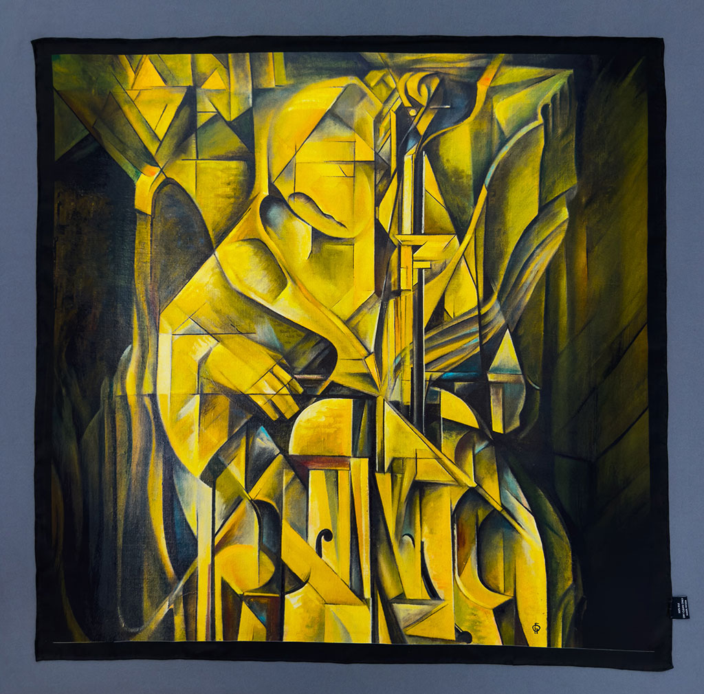 The Cellist — Limited Edition Silk Twill Scarf | Wearable Art