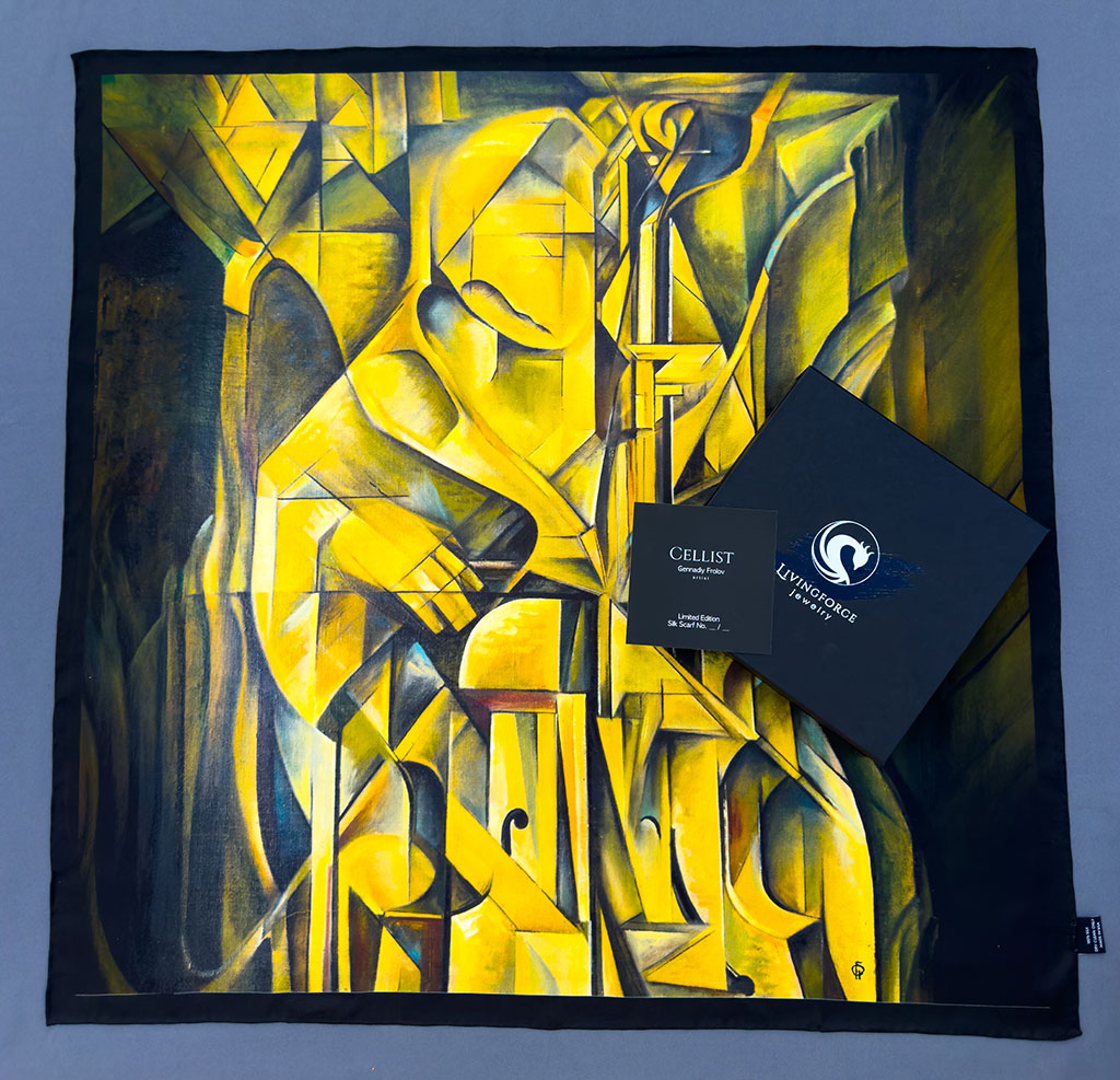 The Cellist — Limited Edition Silk Twill Scarf | Wearable Art