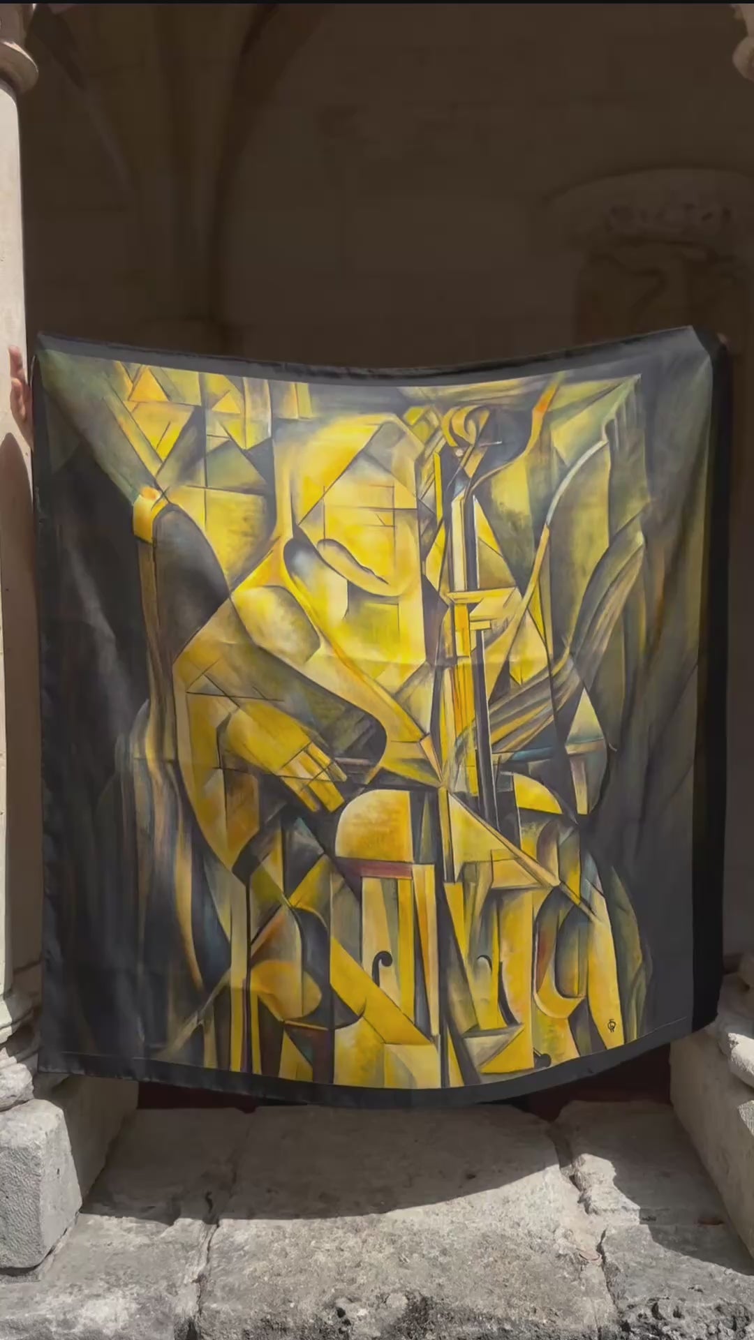 The Cellist — Limited Edition Silk Twill Scarf | Wearable Art